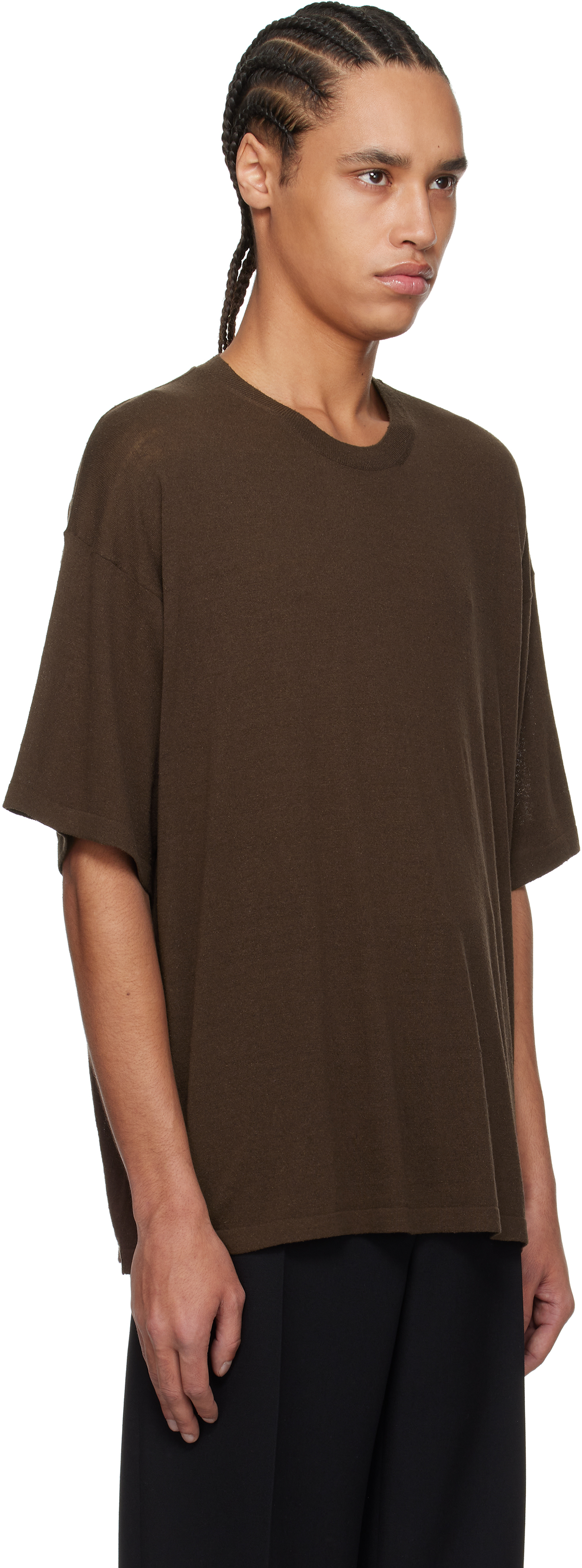 The Row Stockton Silk-blend Bourette T-shirt In Cho Chocolate