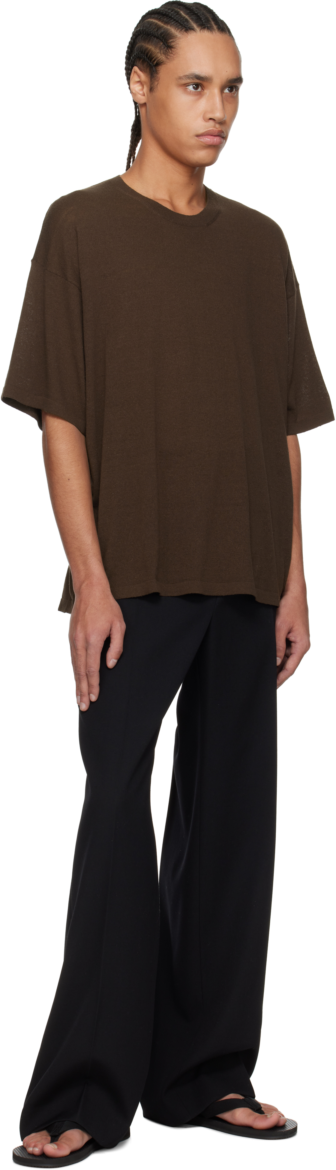 The Row Stockton Silk-blend Bourette T-shirt In Cho Chocolate