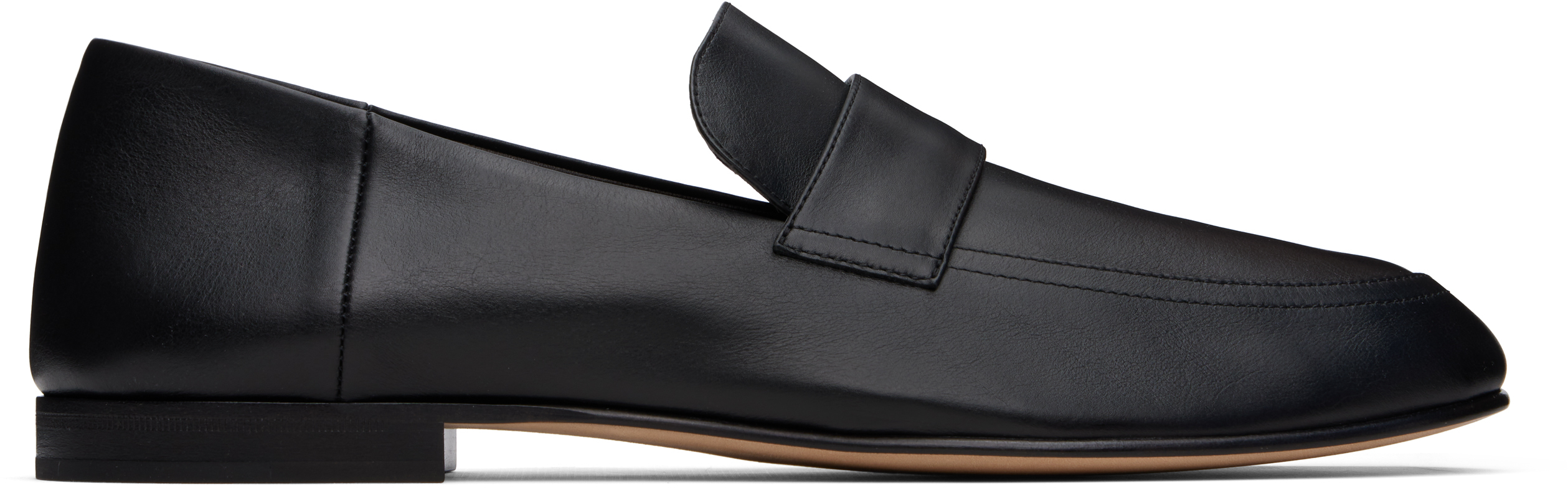 The Row Black Classic Loafers In Blk Black