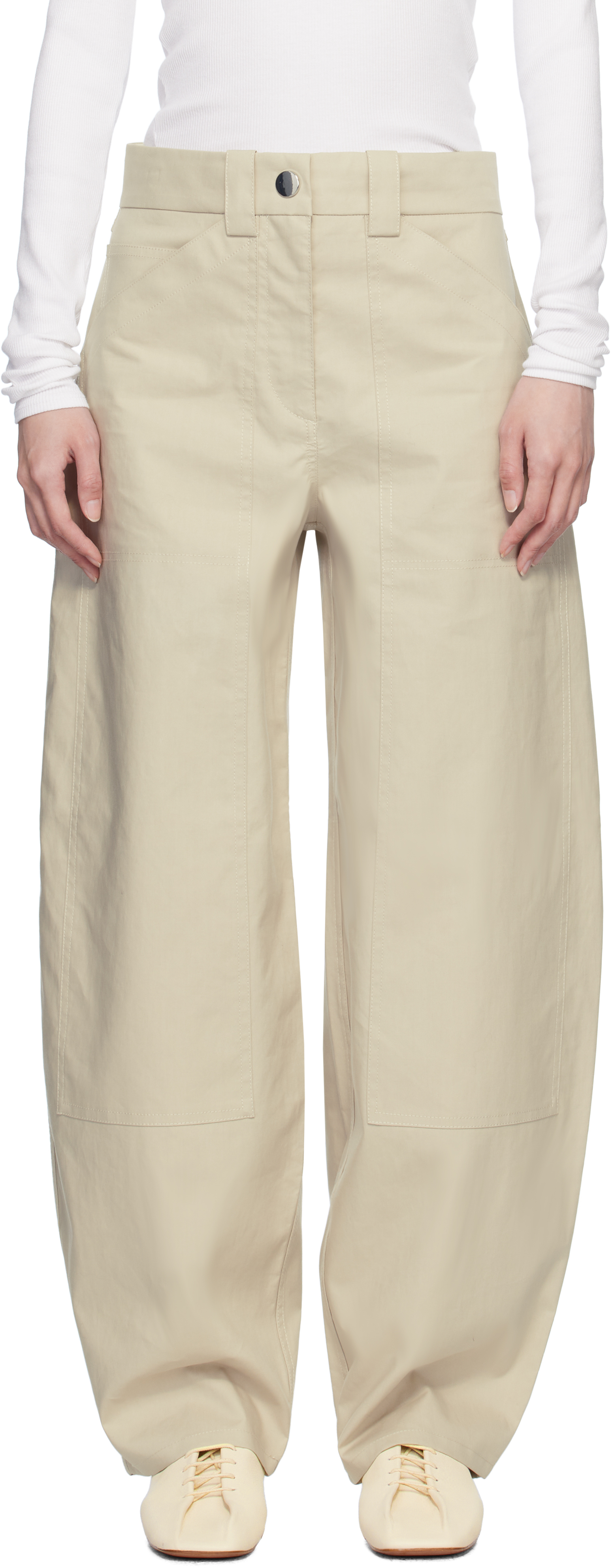 Beige Patch Trousers