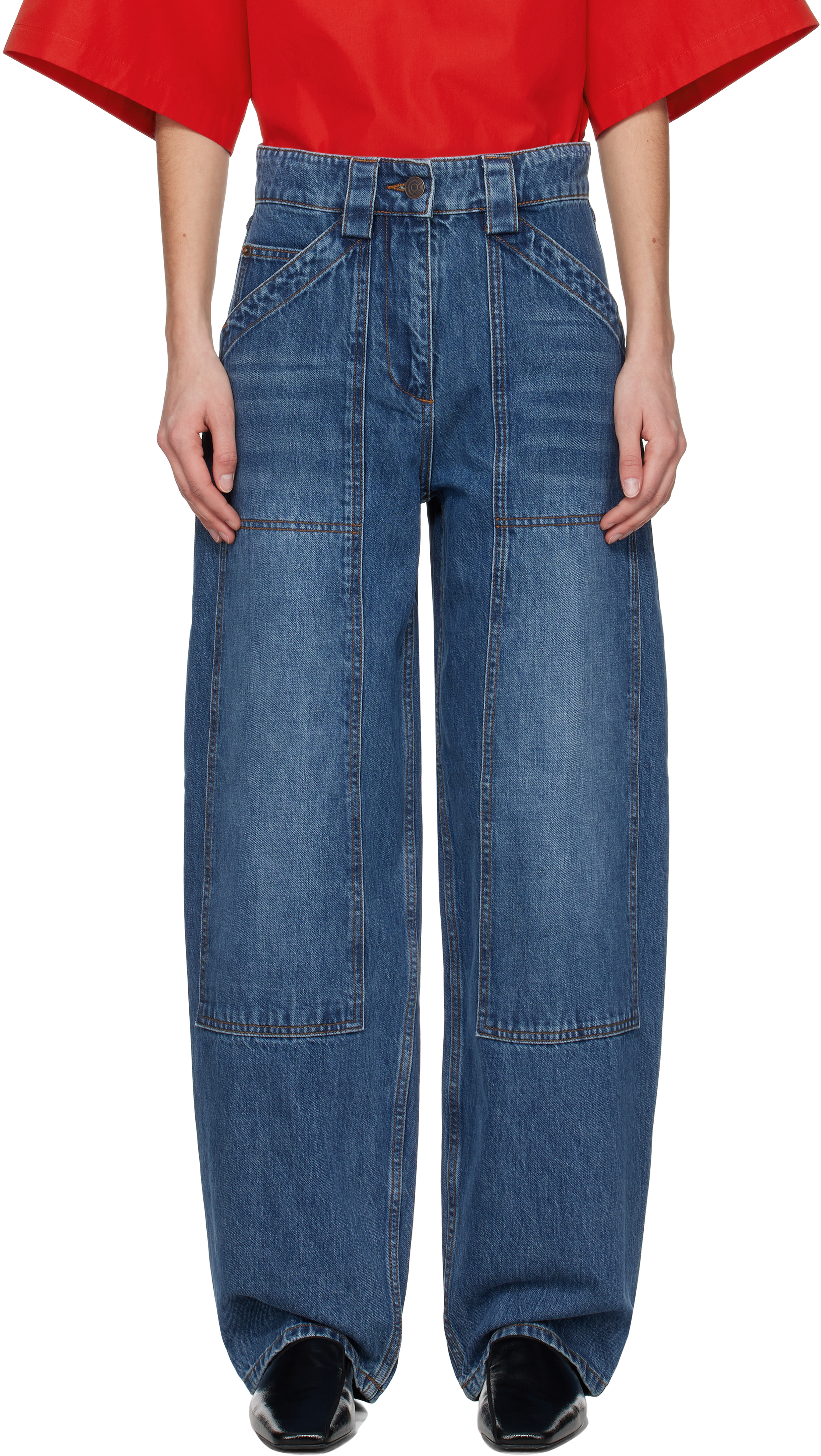 Blue Patch Pocket Jeans