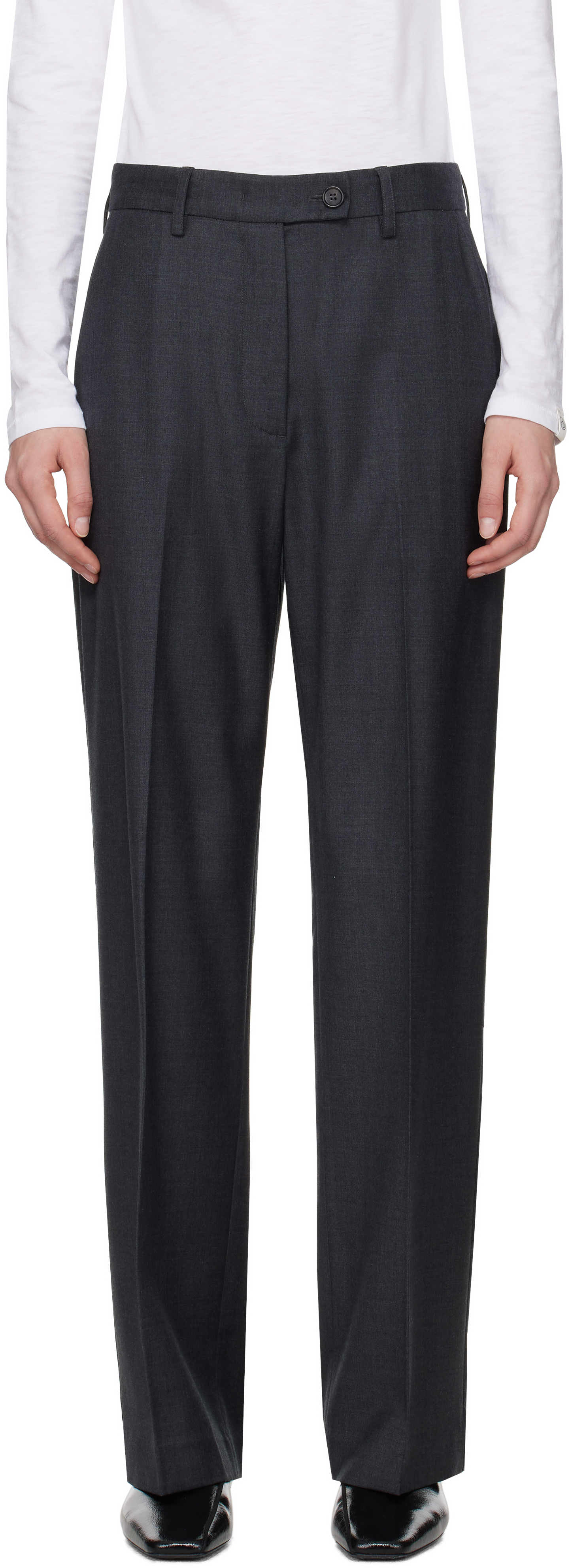 Gray Drop Waist Trousers