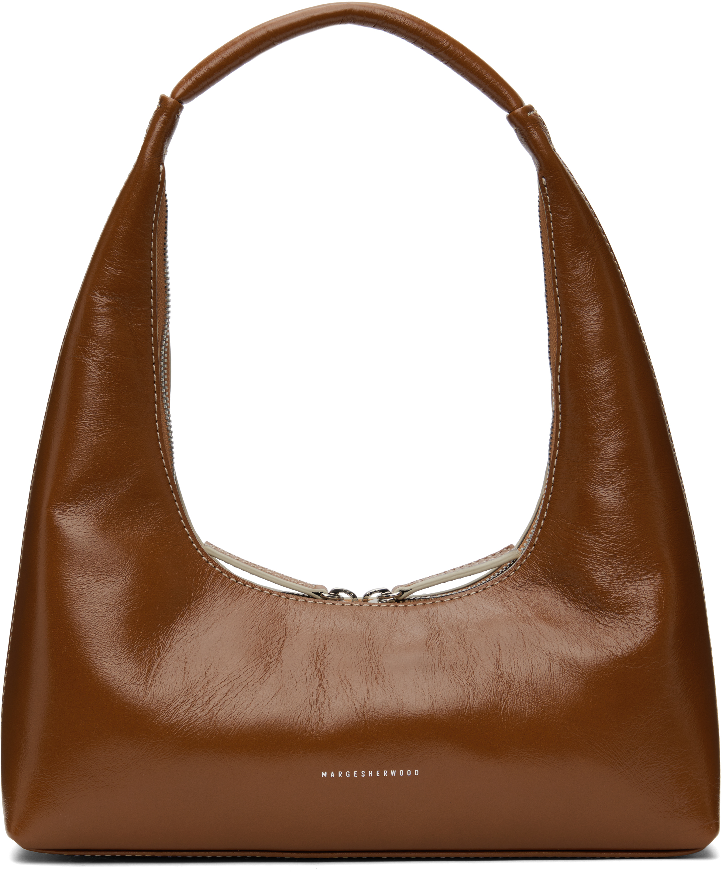 Brown Integrated Strap Shoulder Bag by MARGESHERWOOD on Sale