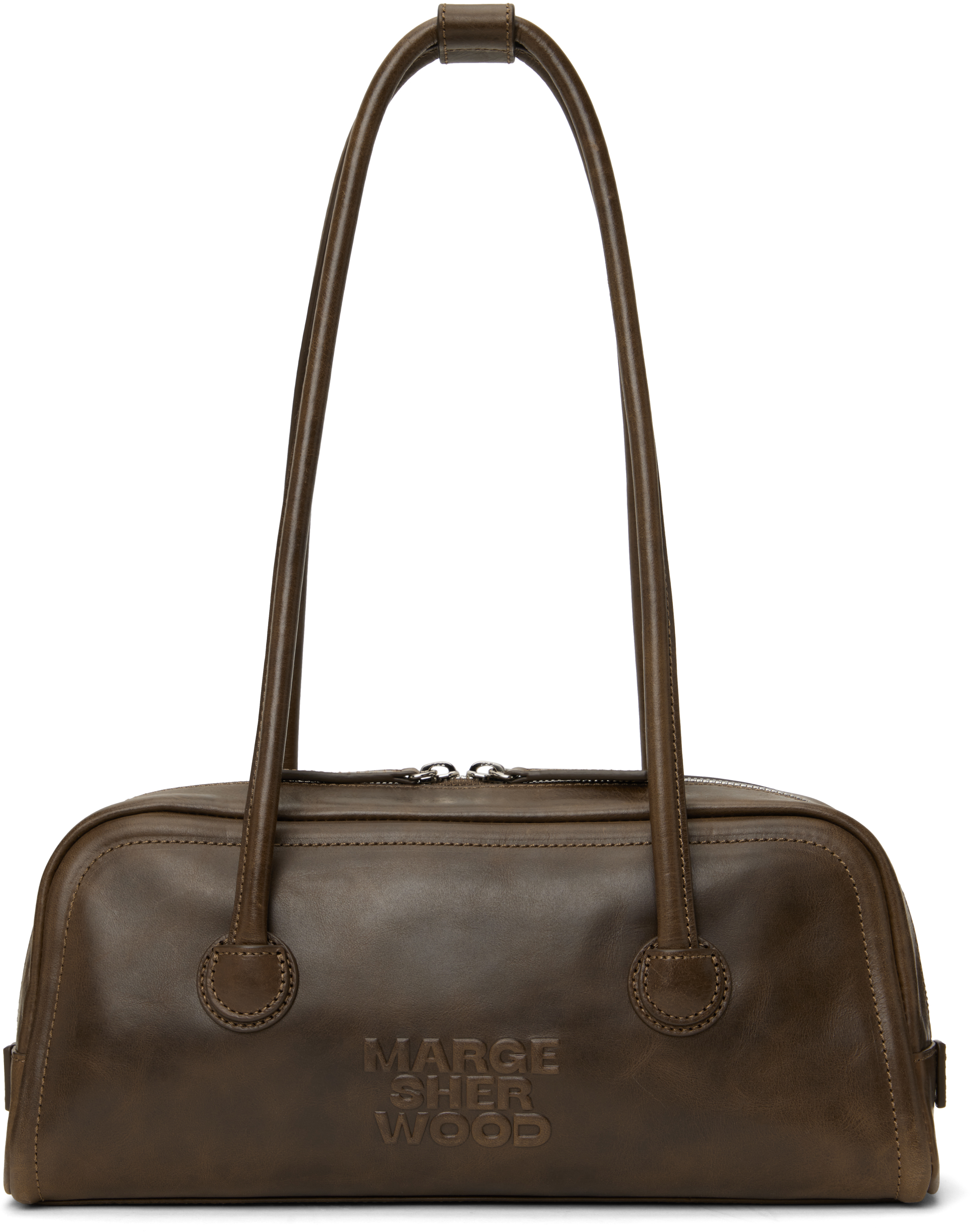 ショルダーバッグ・ポシェット [Margesherwood] / SOFT BAGUETTE BAG / washed brown pull-up MARGESHERWOOD: Brown Soft Baguette Bag | SSENSE