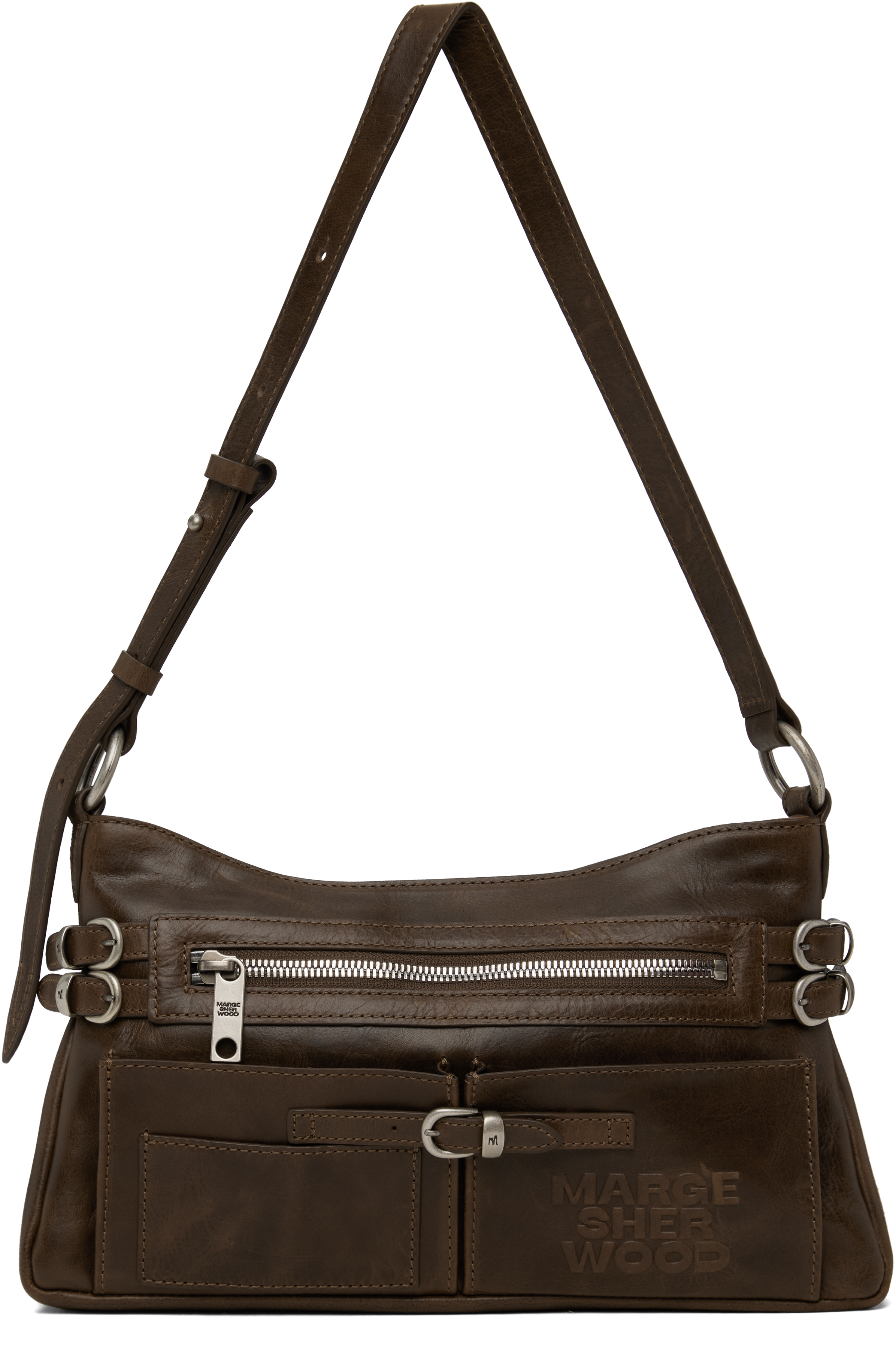 MARGESHERWOOD Brown Flat Pocket Shoulder Bag