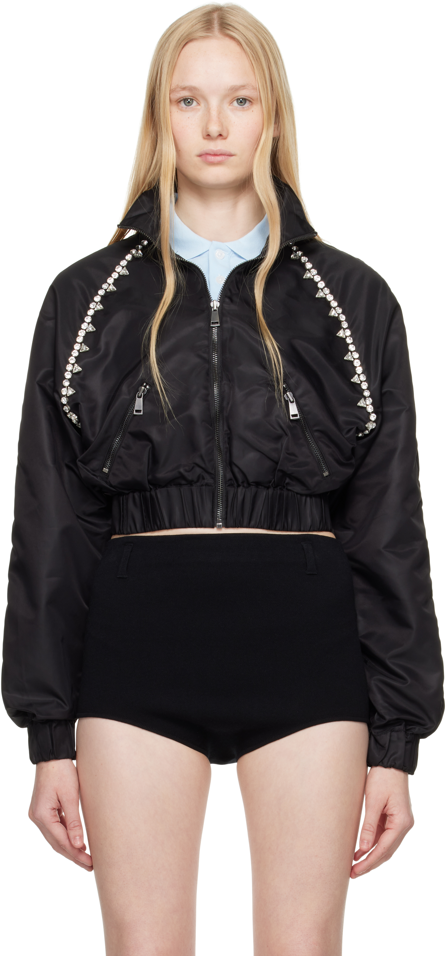 【関税込み】AREA ブラック Crystal Trim トラックジャケット Crystal Trim Track Jacket – AREA