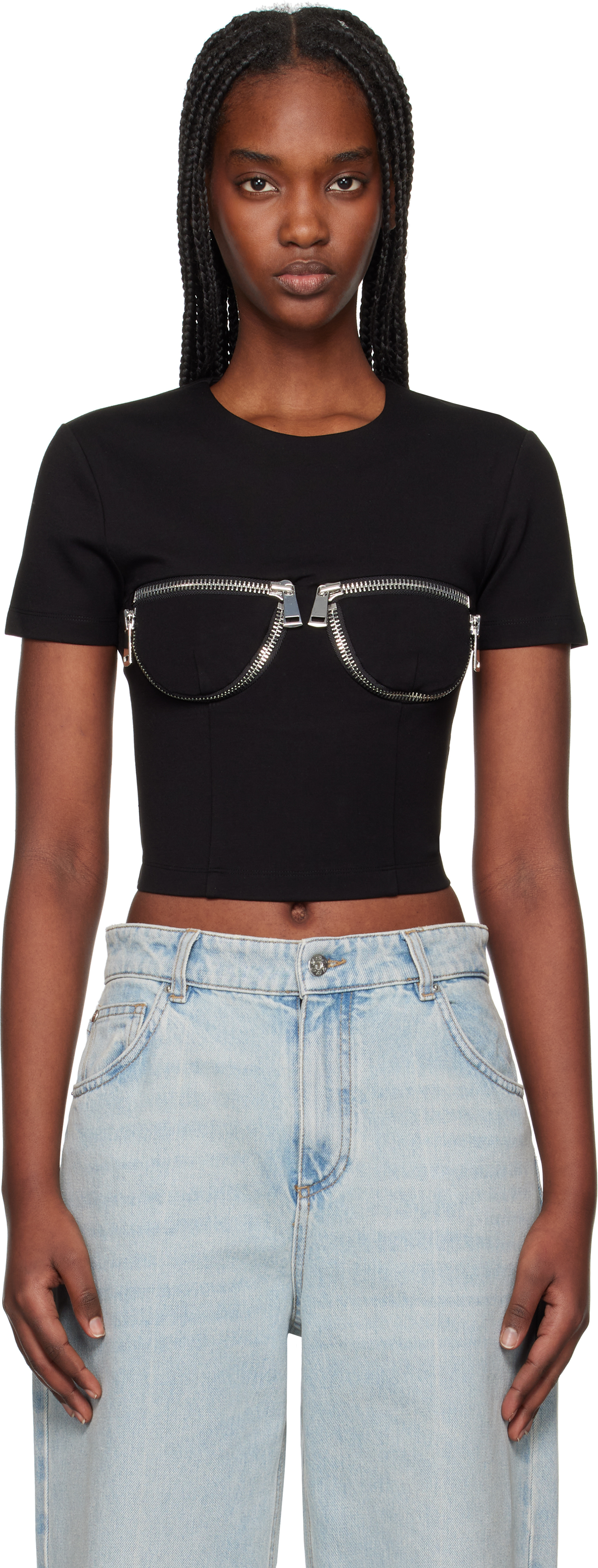 【関税込み】AREA ピンク Bustier Cup ラインストーン Tシャツ ウォッシュドTシャツ、ラインストーン付き - ピンク | ZARA