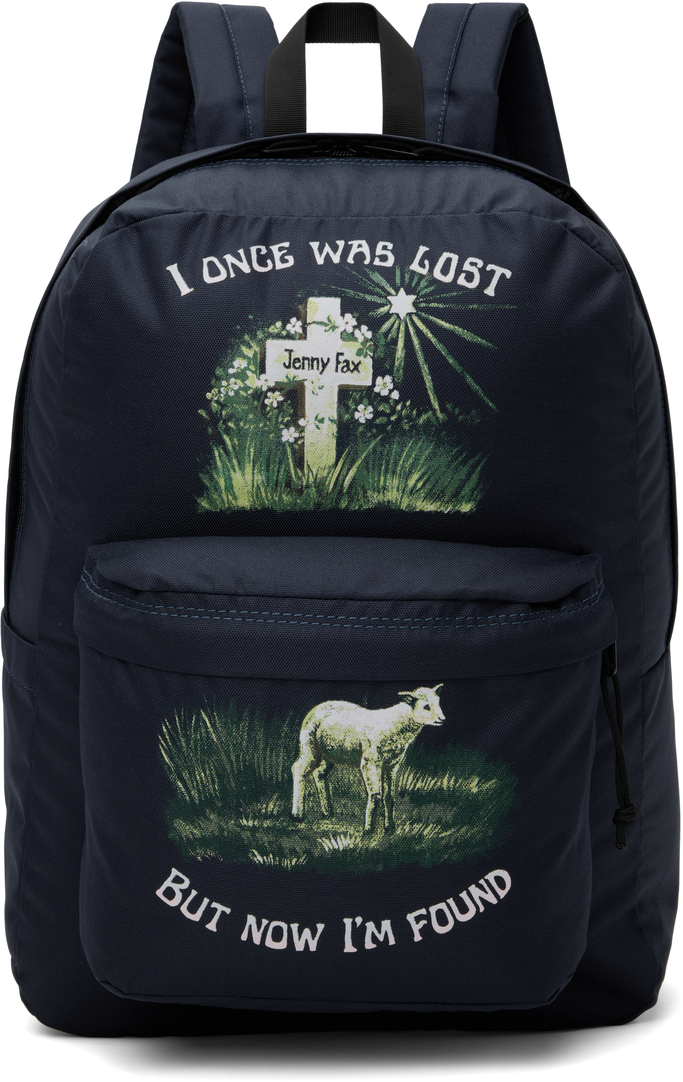 JennyFax I’m Found Backpack Navy Jenny Fax: Navy 'I'm Found' Backpack | SSENSE