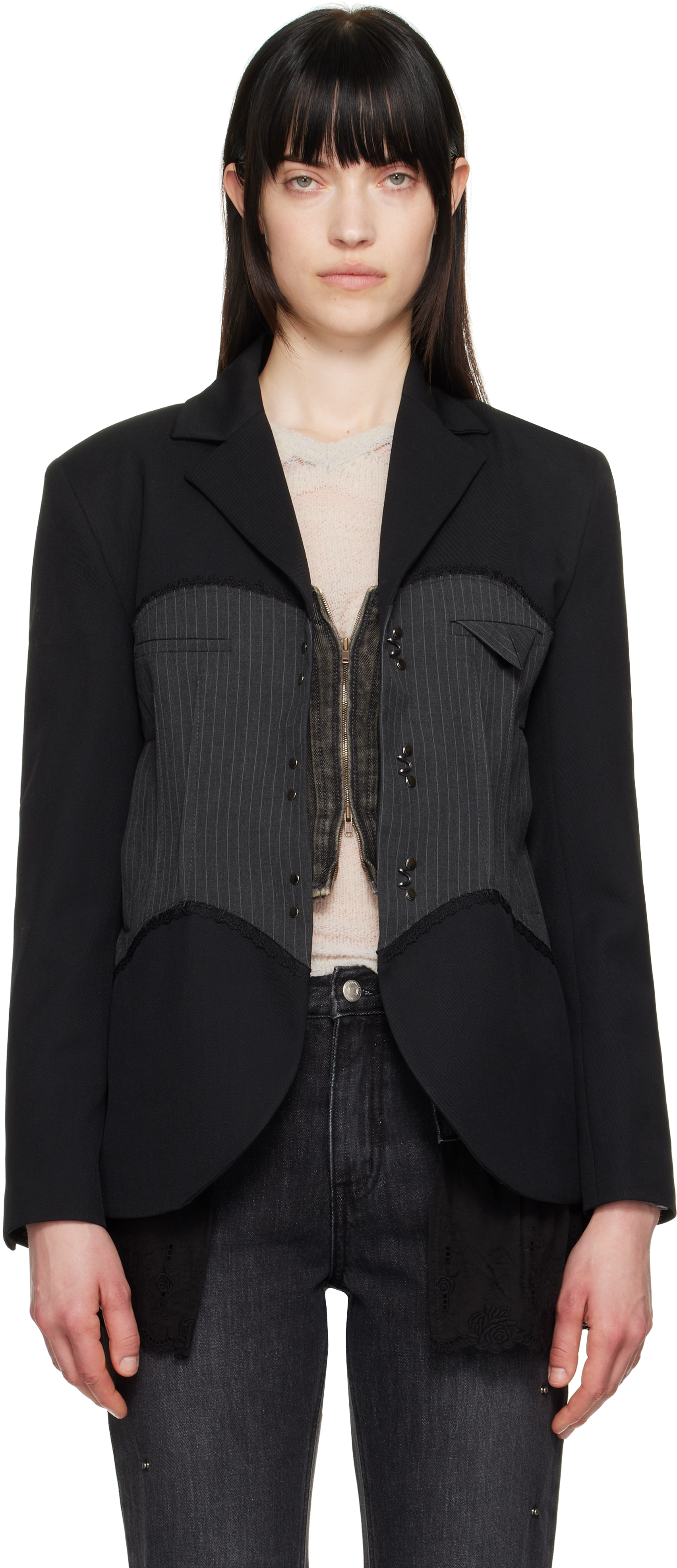 Black Corset Inserted Blazer