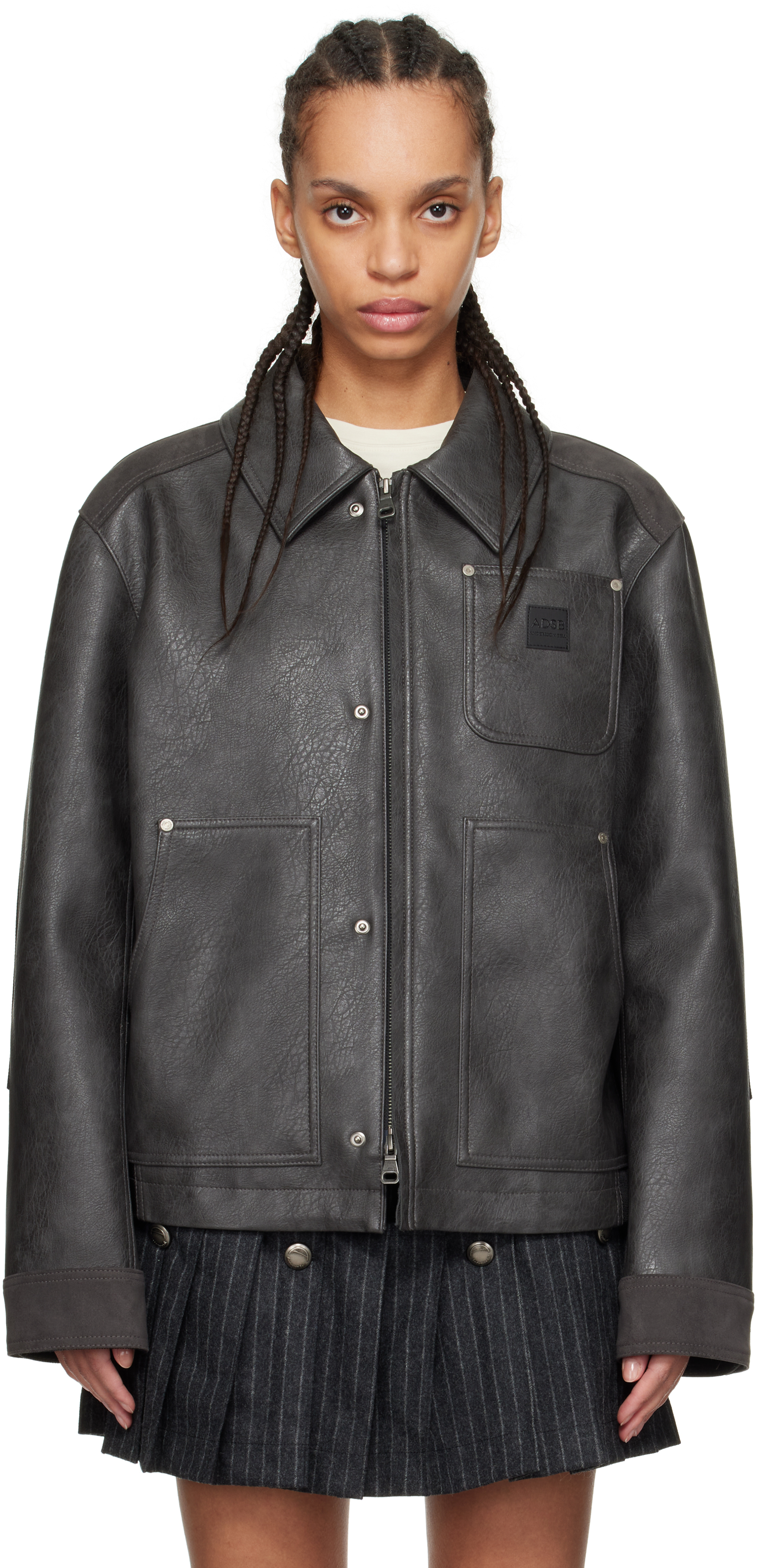 Gray Carpenter Faux-Leather Jacket