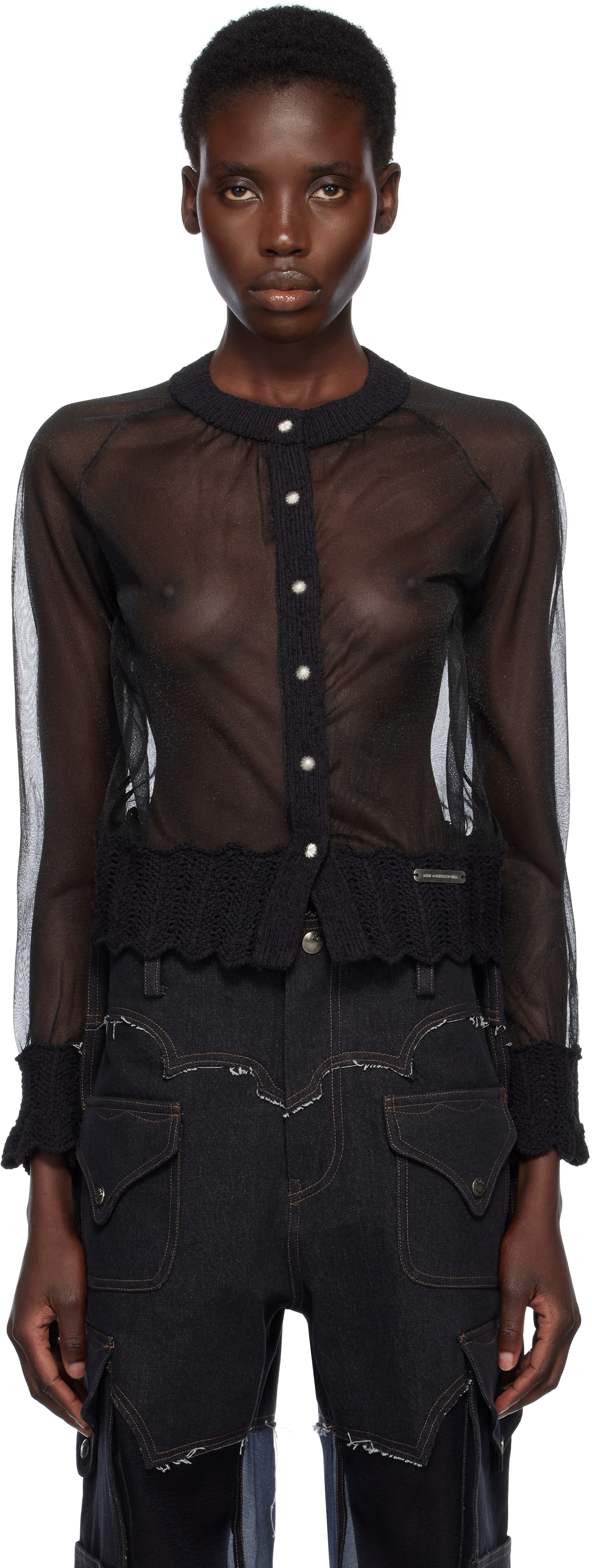 Black Sheer Knit Cardigan
