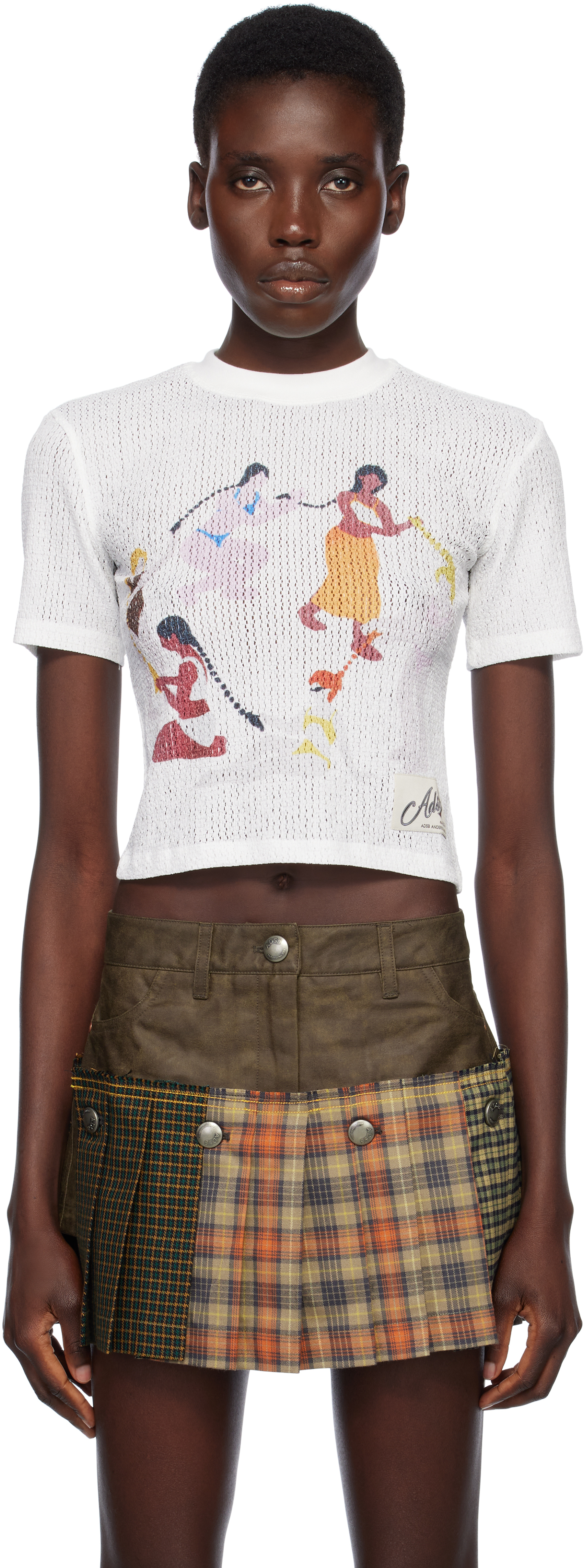 White Hair Braid Circle Ringer T-shirt