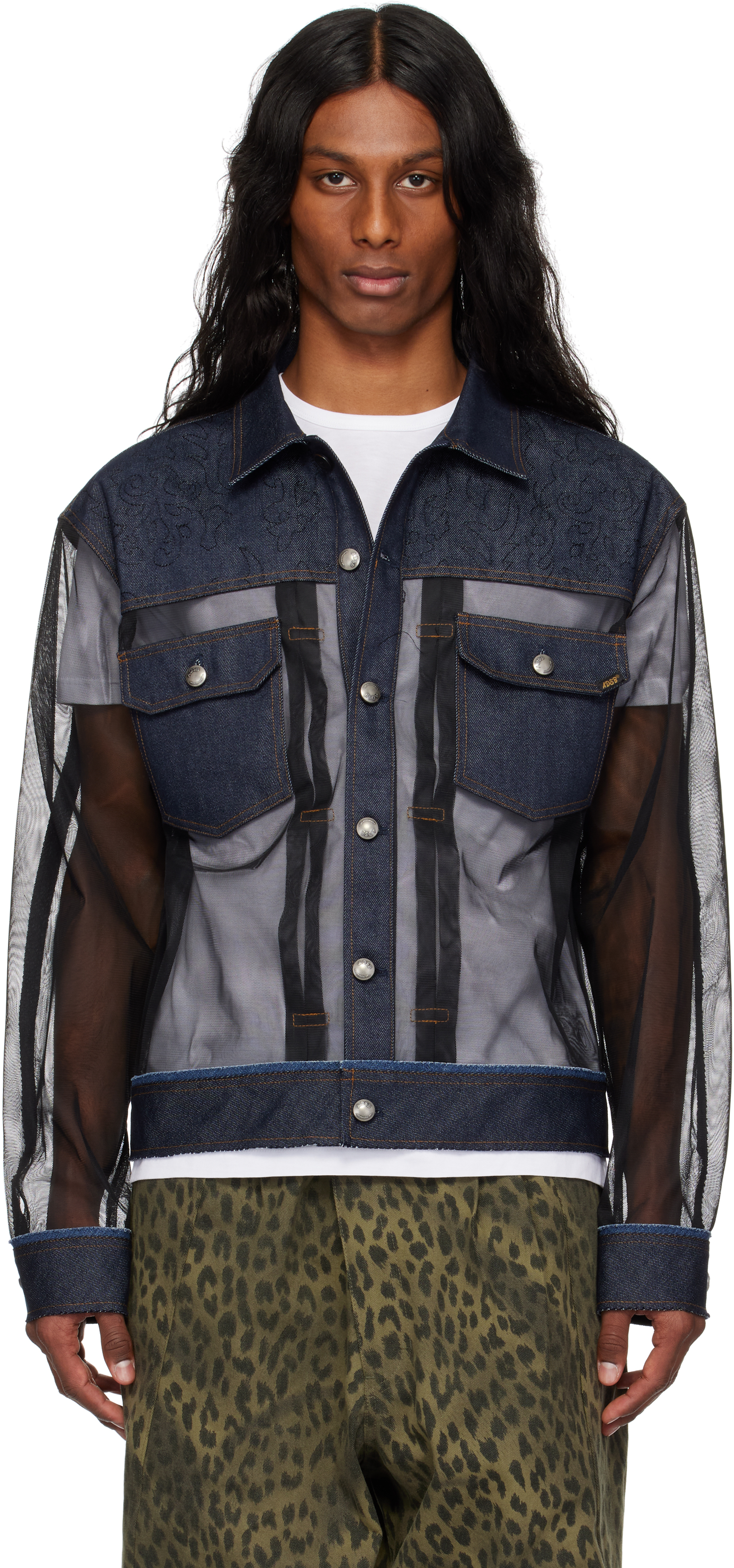 ANDERSSON BELL BLUE & BLACK TONNY SHEER DENIM JACKET