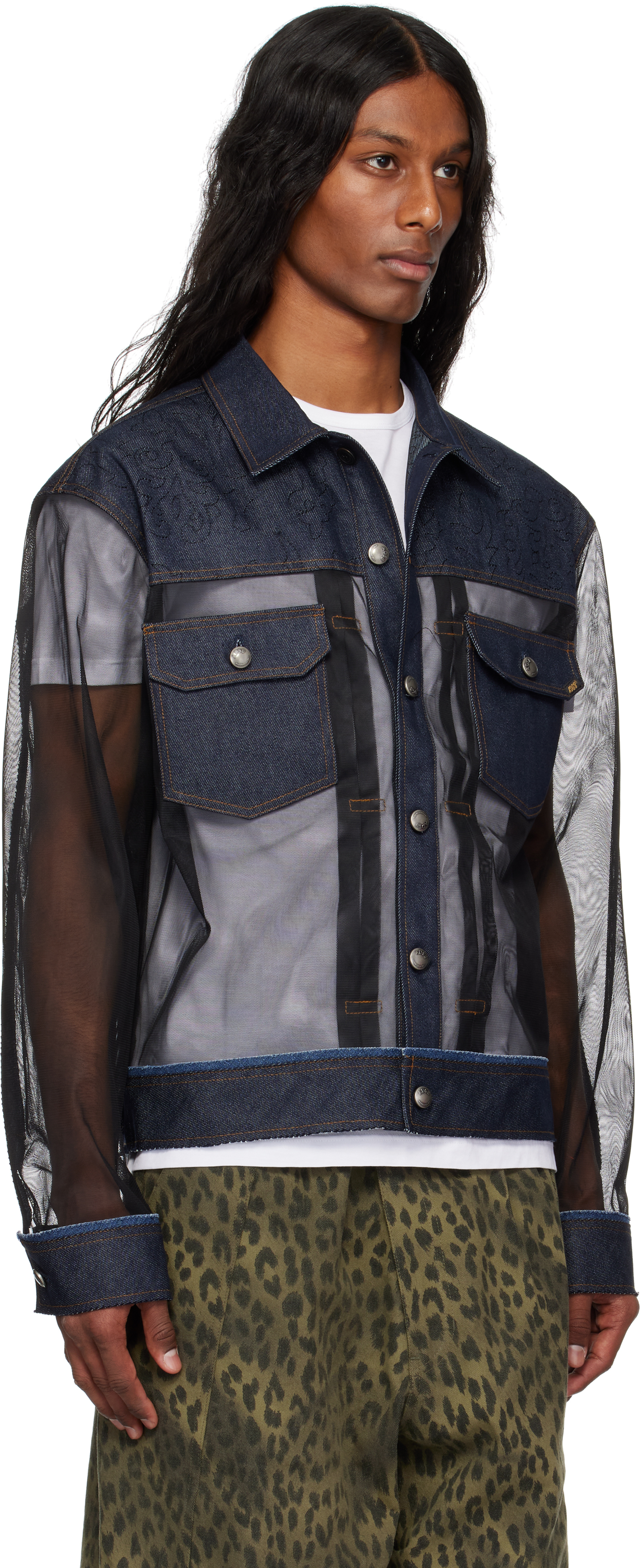 ANDERSSON BELL BLUE & BLACK TONNY SHEER DENIM JACKET