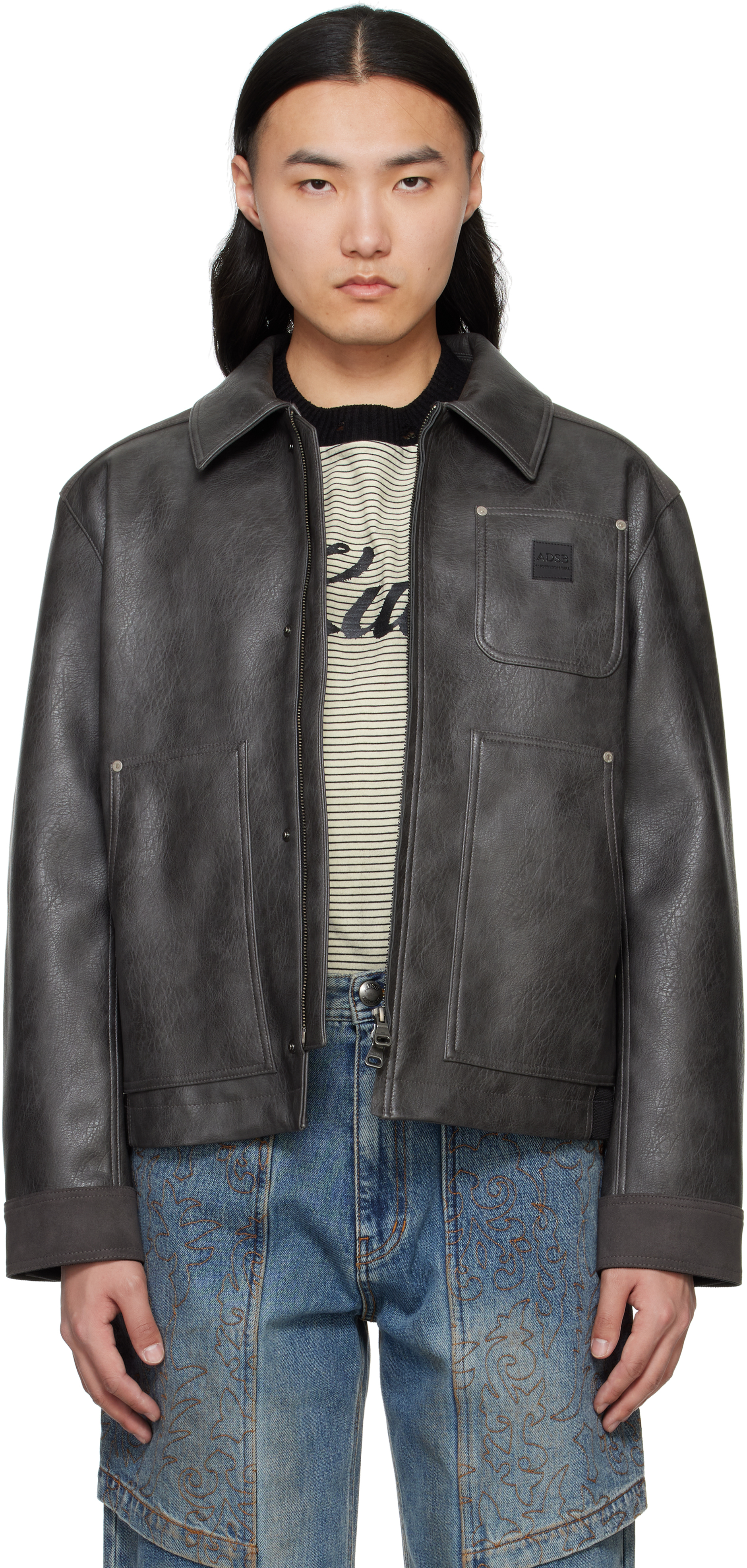 Gray Carpenter Faux-Leather Jacket