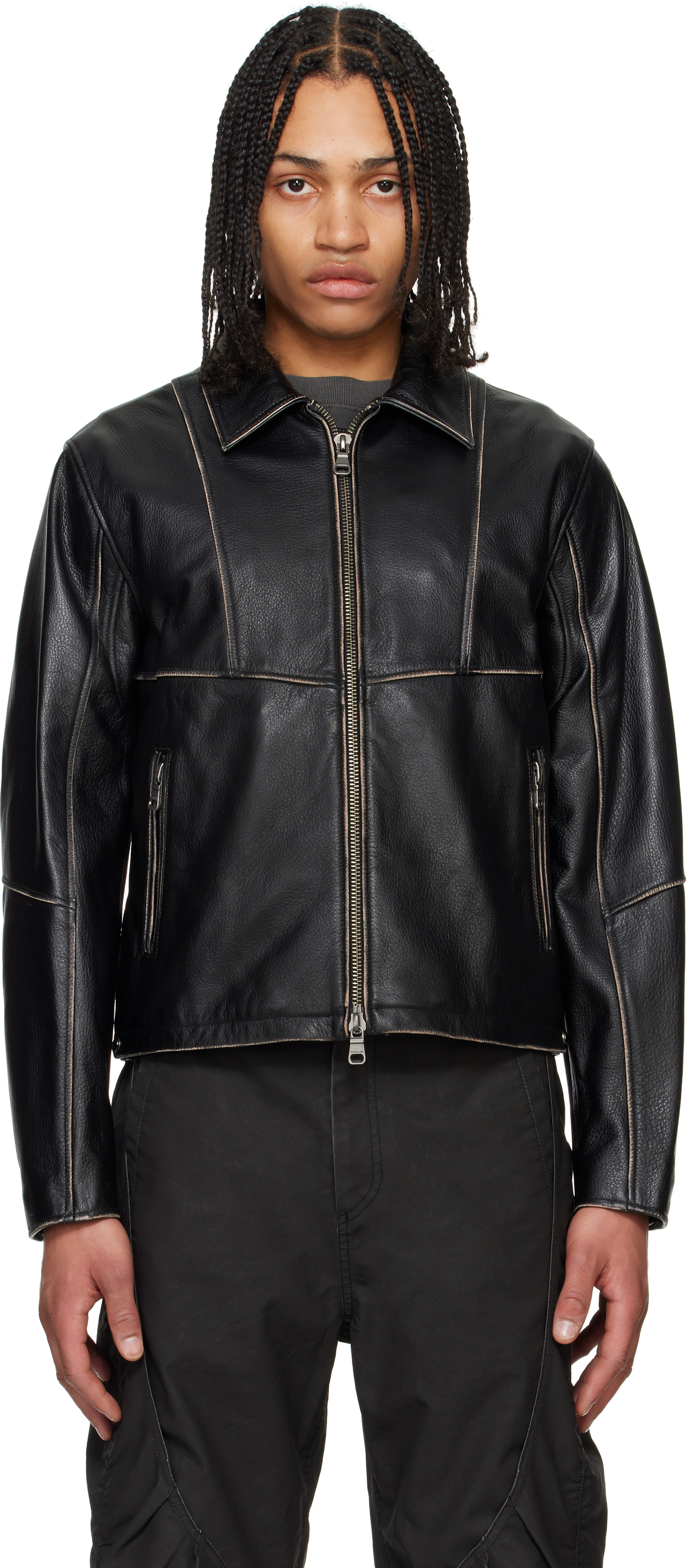 SSENSE Exclusive Brown Dreszen Zip-Up Leather Jacket