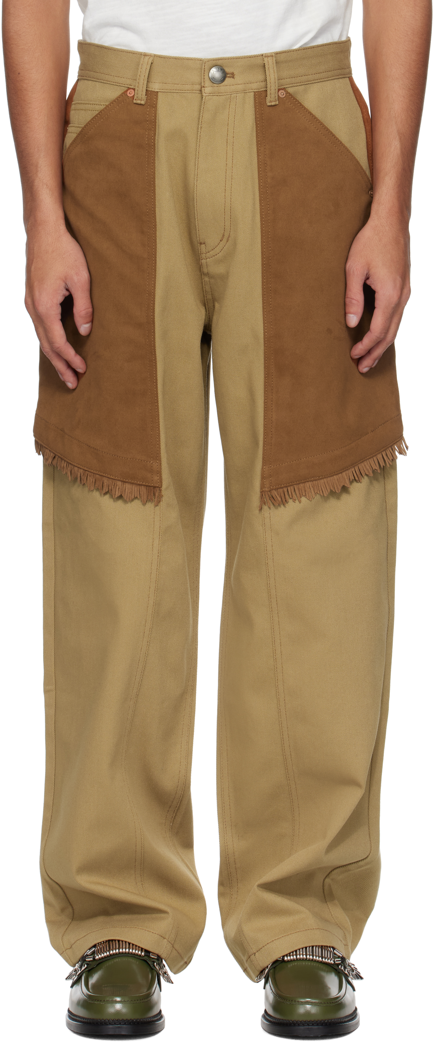 Beige 
Tan Cowboy Wrap Jeans