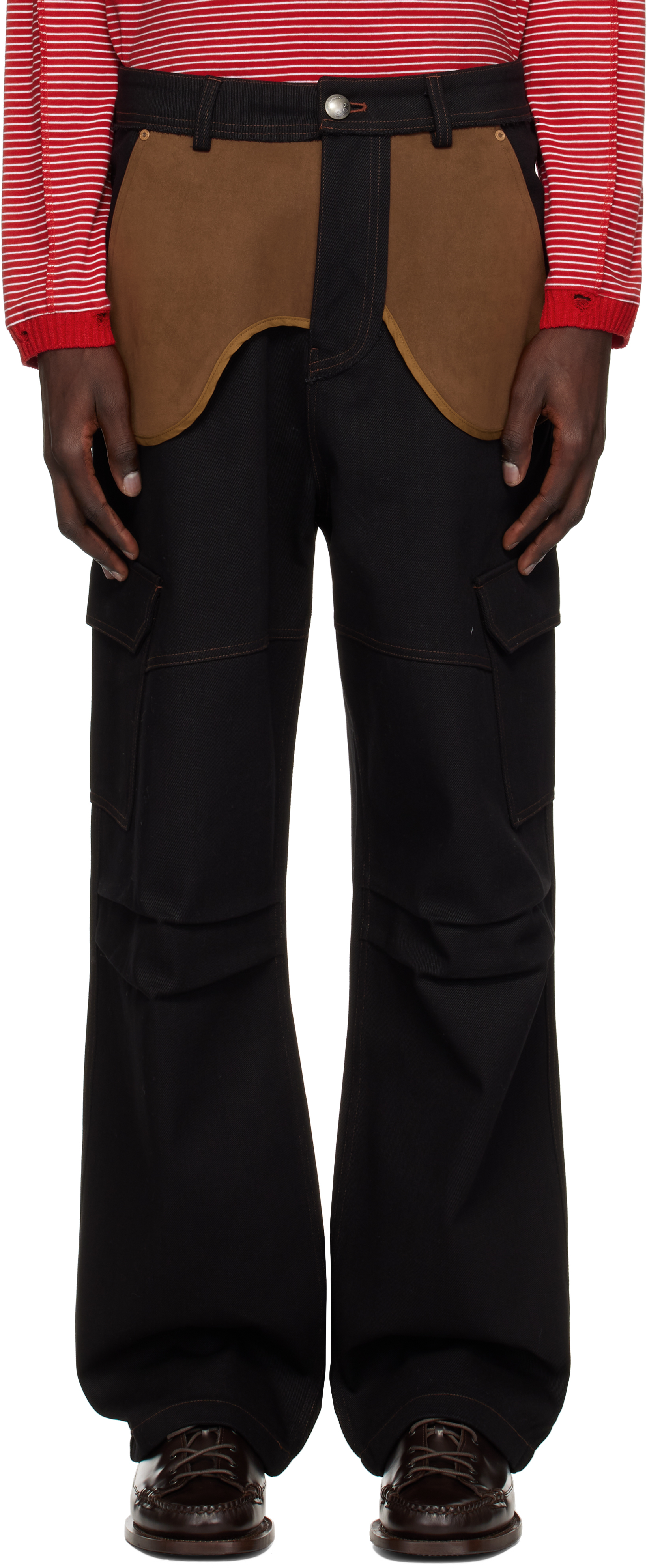 Black Inside Out Denim Cargo Pants