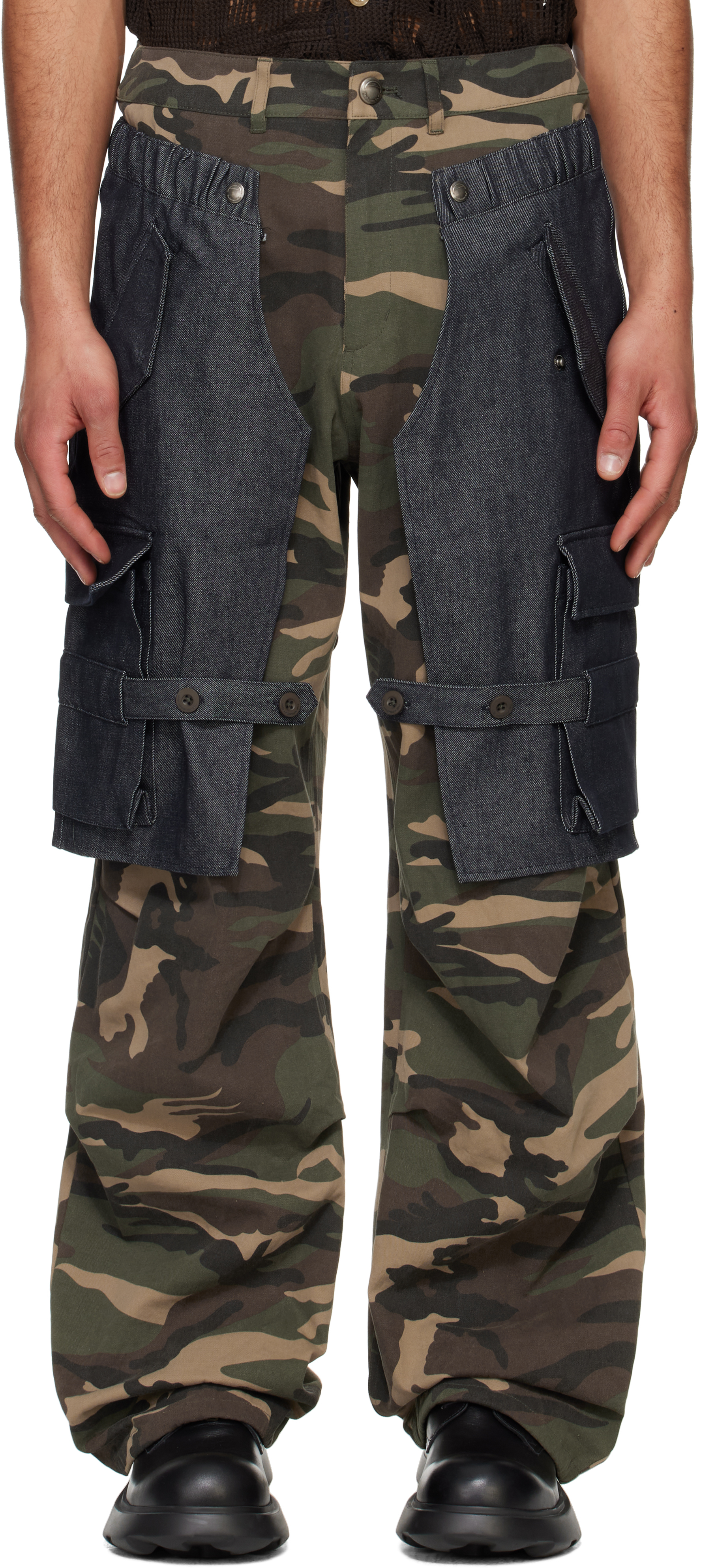 SSENSE Exclusive Navy 
Khaki Raptor Layered Cargo Pants