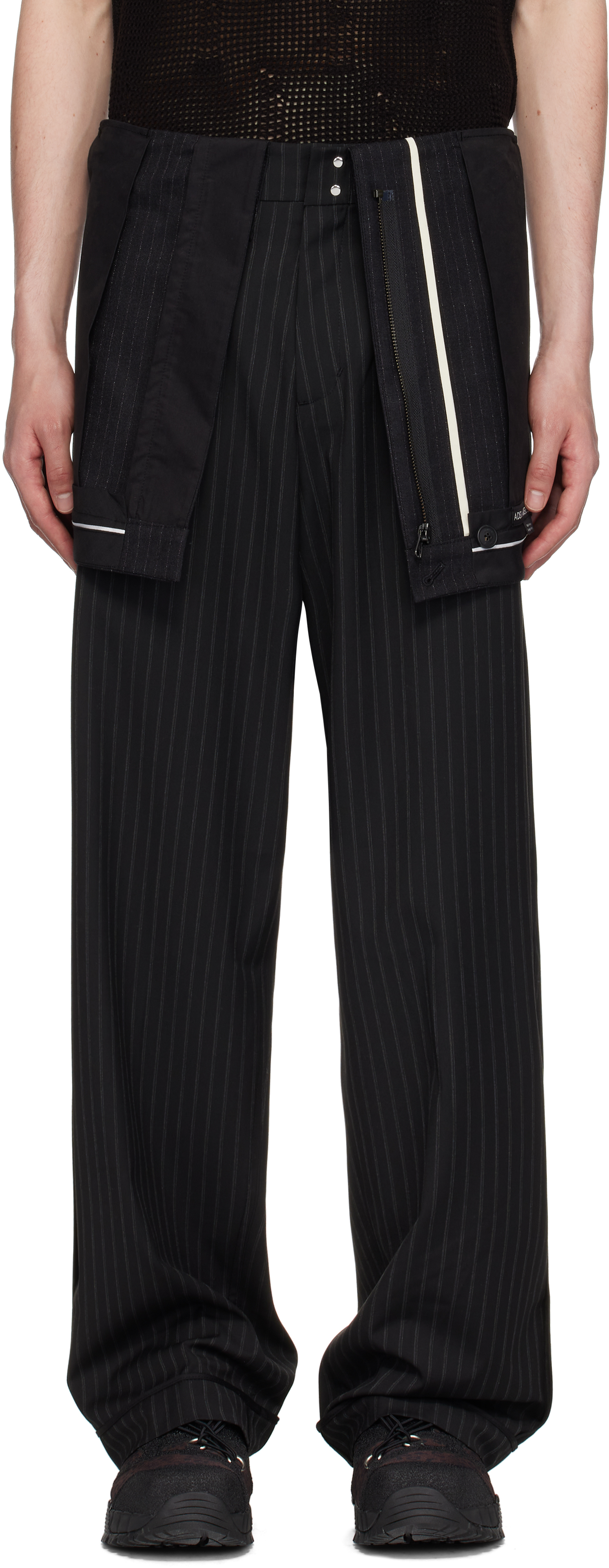 Black Inside Out Stripe Trousers