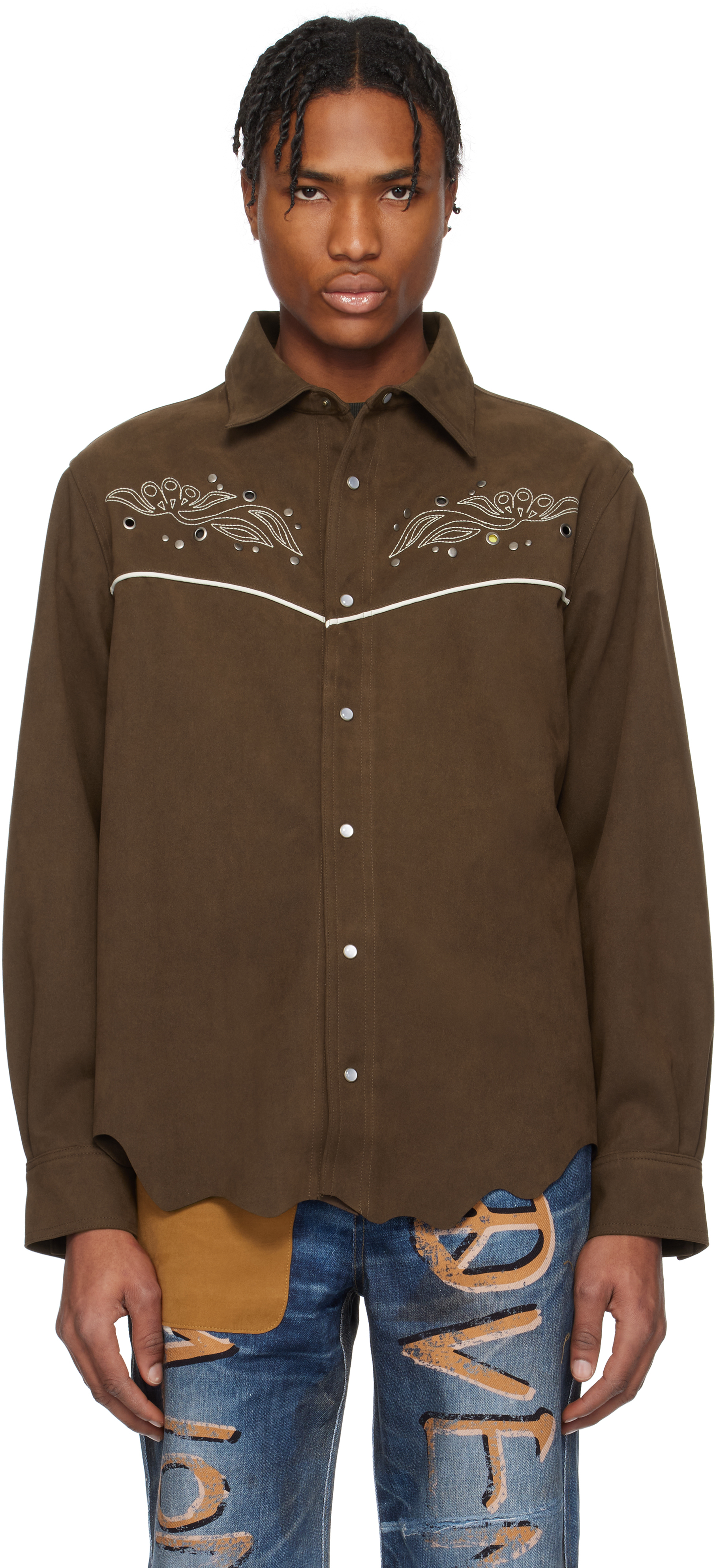 Brown Lemmans Faux-Suede Shirt