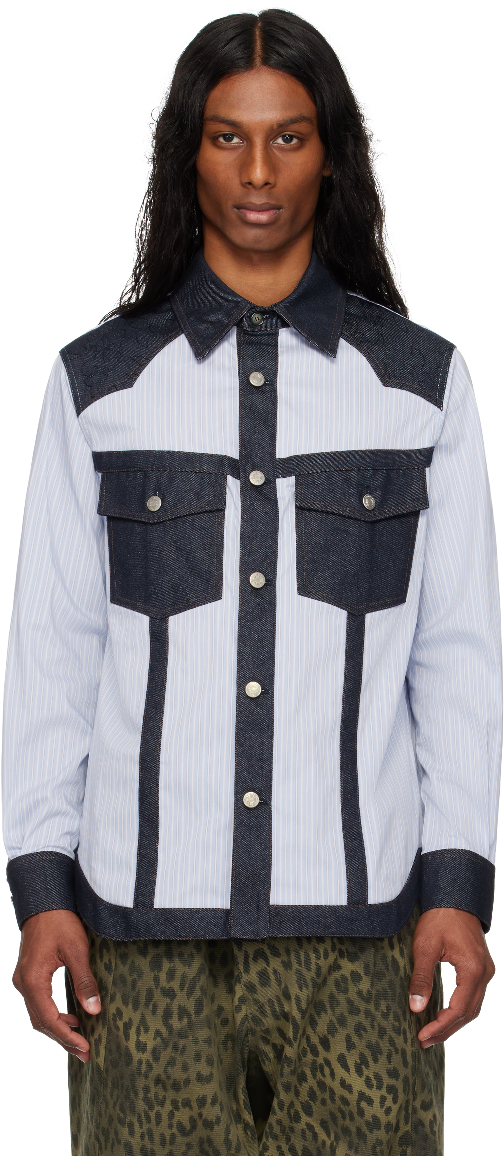 Blue Denim & Stripe Shirt