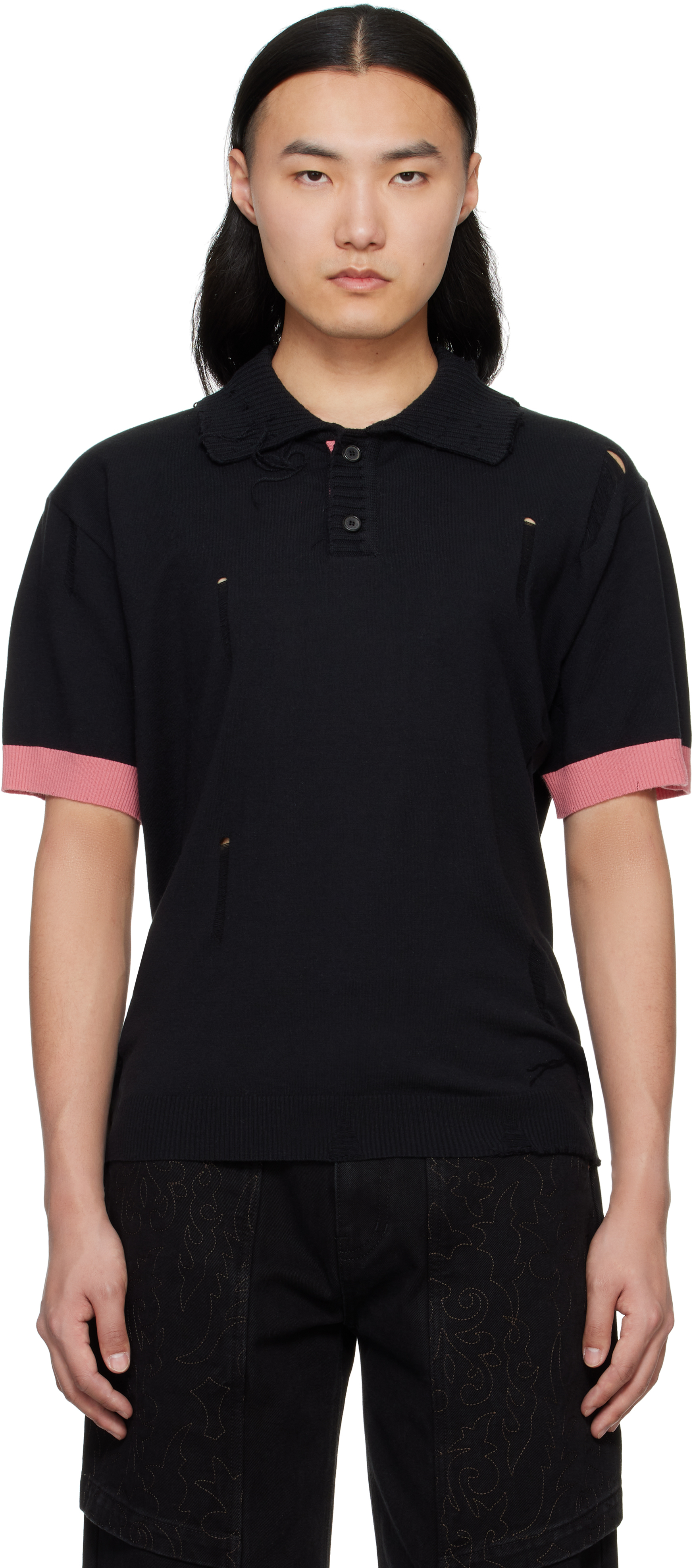 Black Damaged Polo