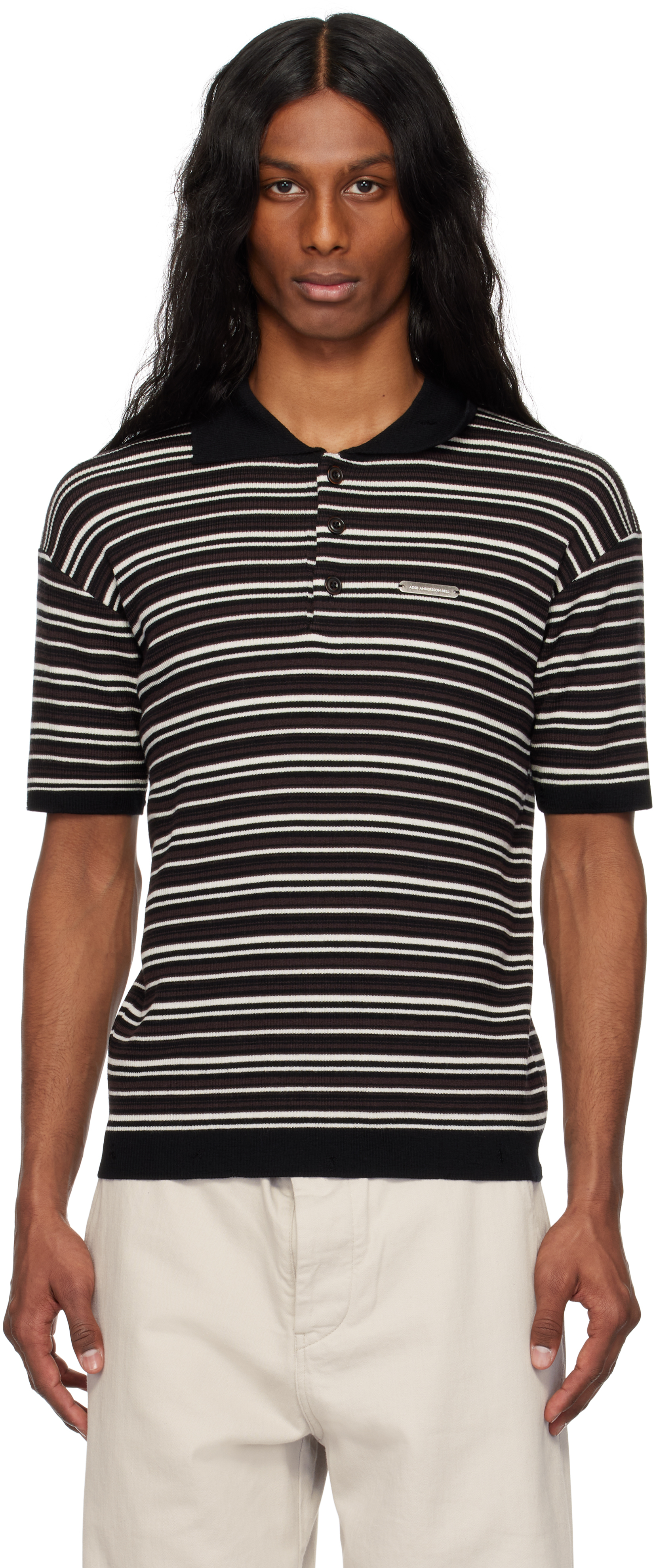 Black & Brown Stripe Sweater Polo