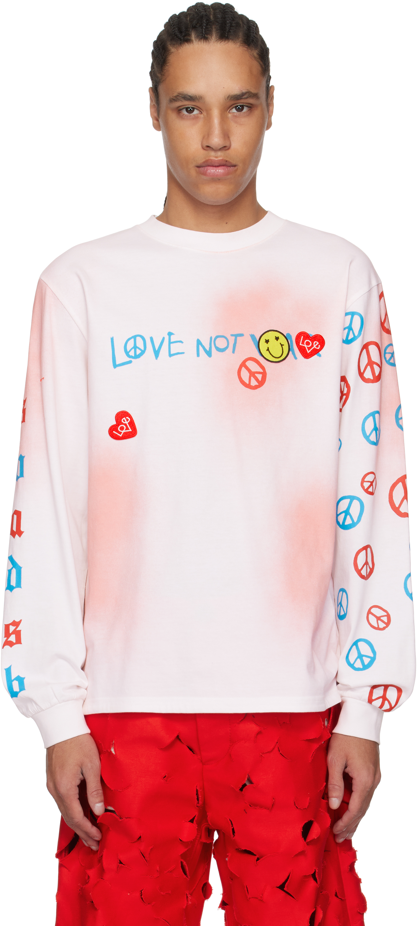 White & Pink Love L/S T-shirt by Andersson Bell on Sale