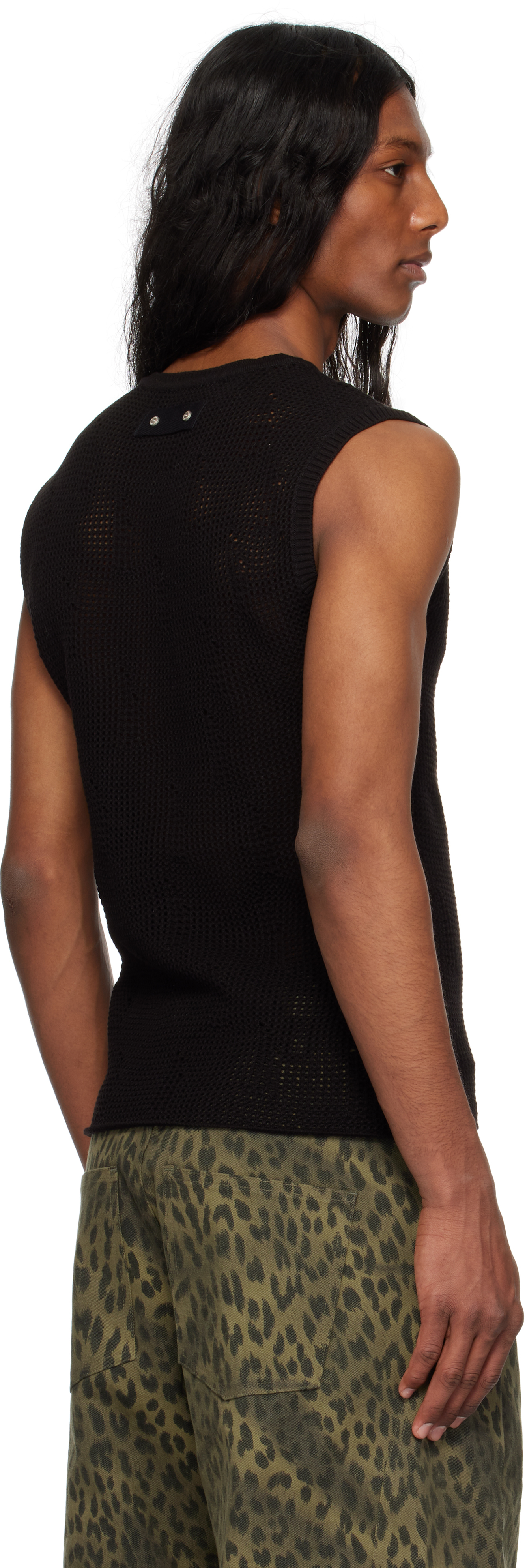 Andersson Bell Black Net Damaged Sleeveless Tank Top In Black