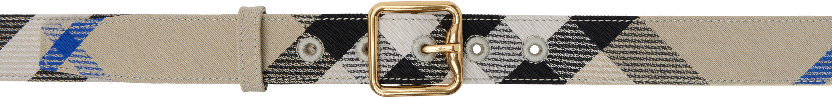 Beige Check B Buckle Belt