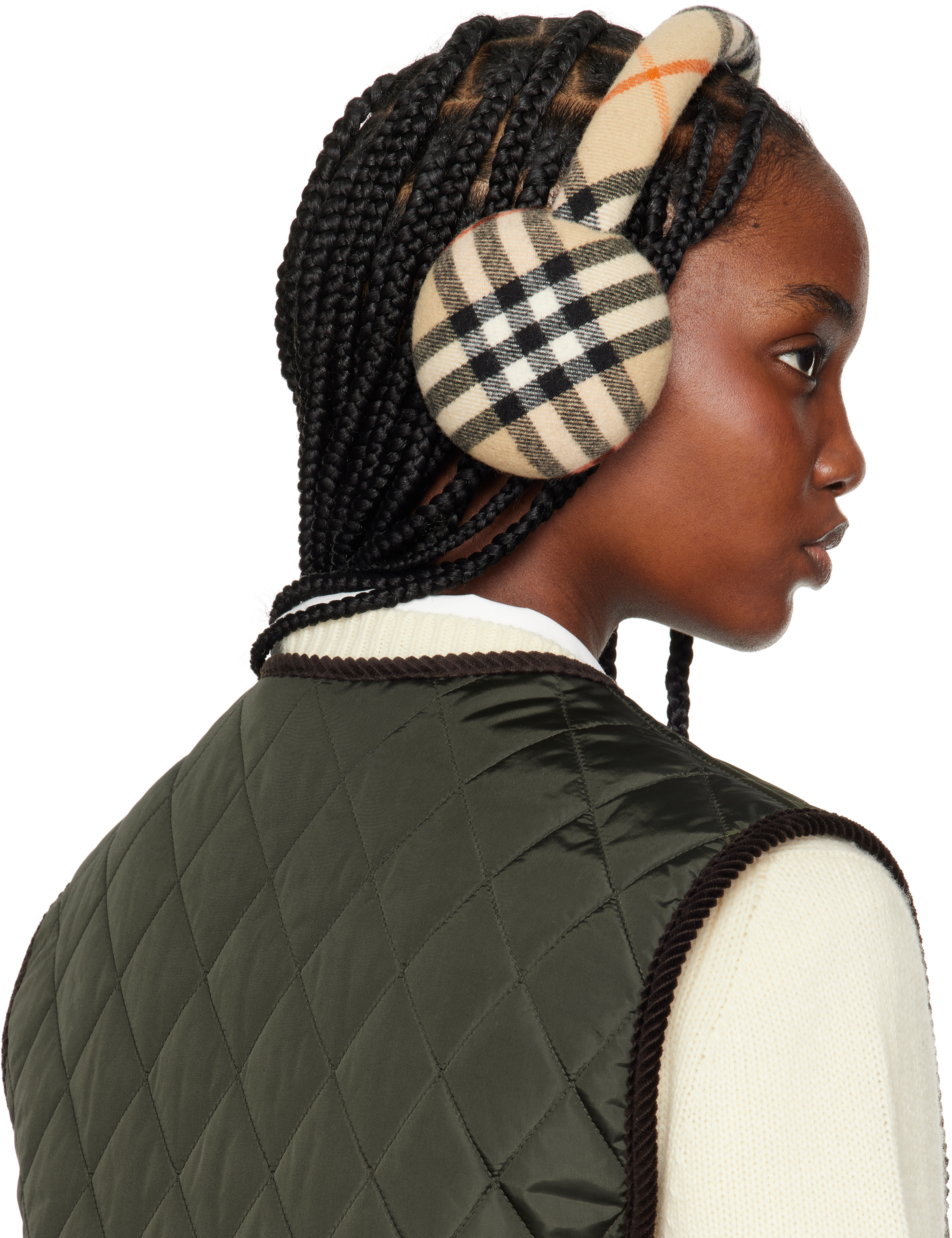 Burberry Check Wool-blend Earmuffs In Sand Ip Check