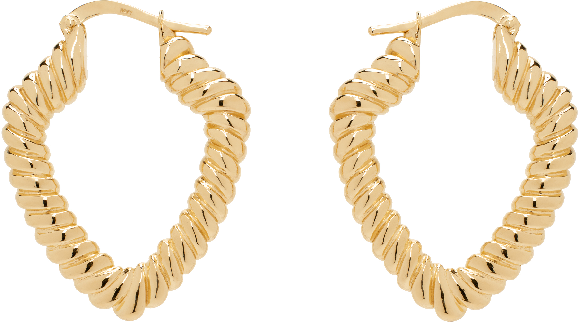 Gold Small Shield Twisted Hoop Earrings