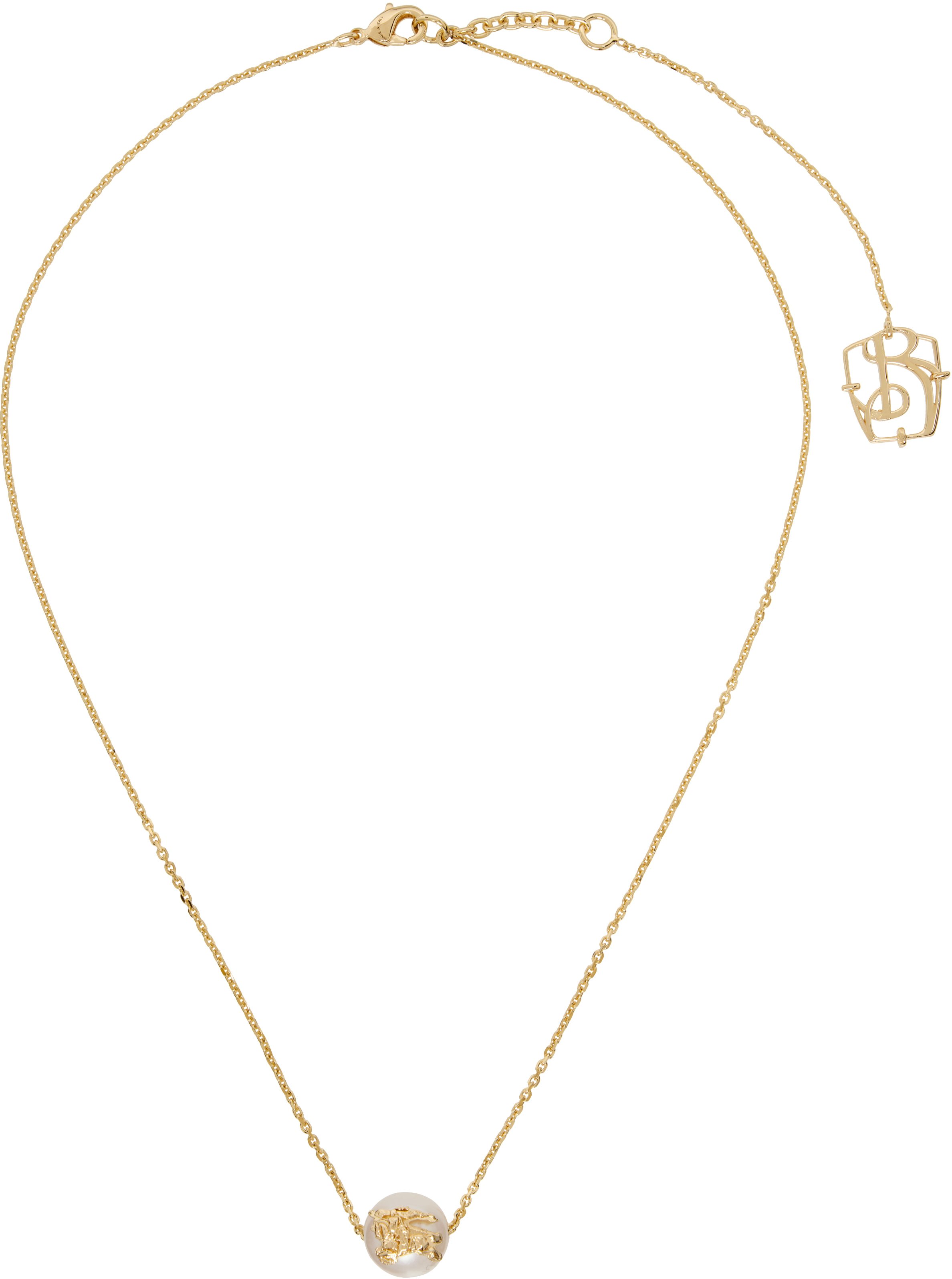 Gold EKD Sphere Pearl Solitaire Necklace