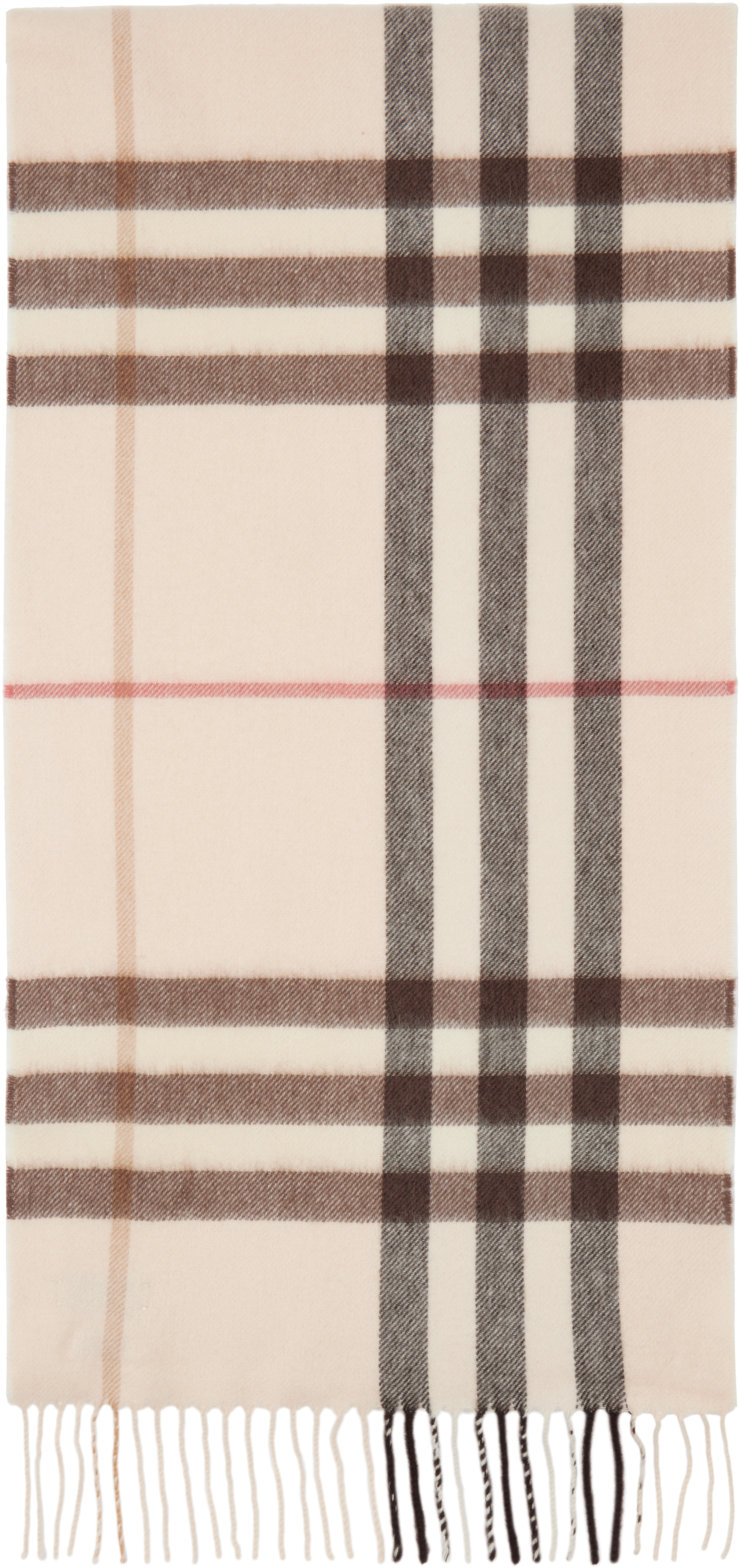 Beige Check Cashmere Scarf