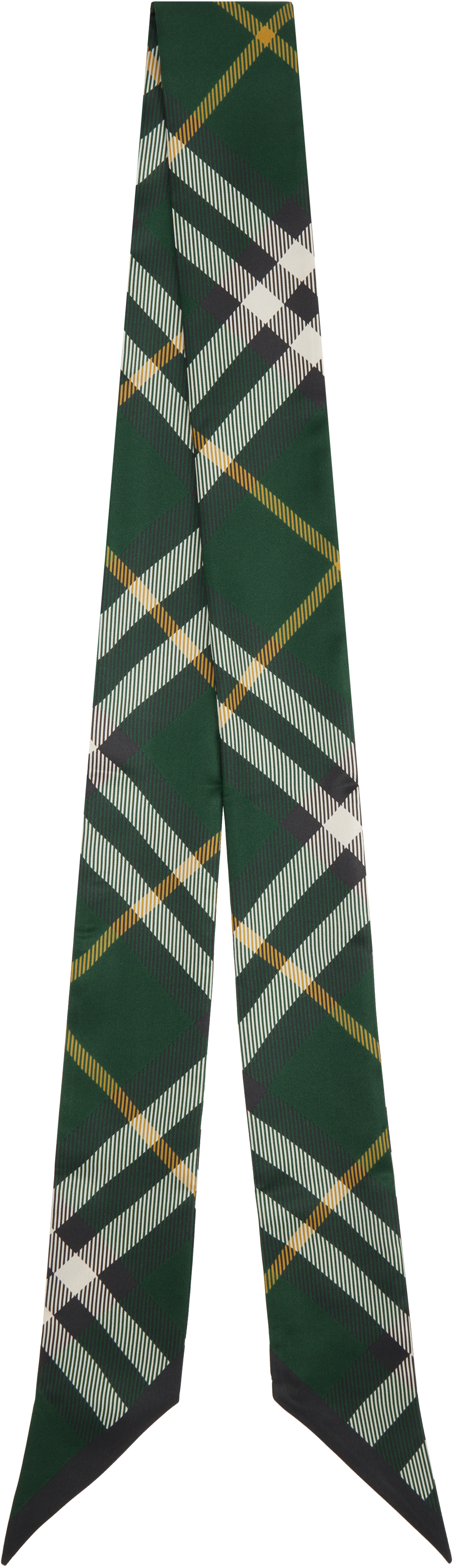 Green Skinny Check Silk Scarf