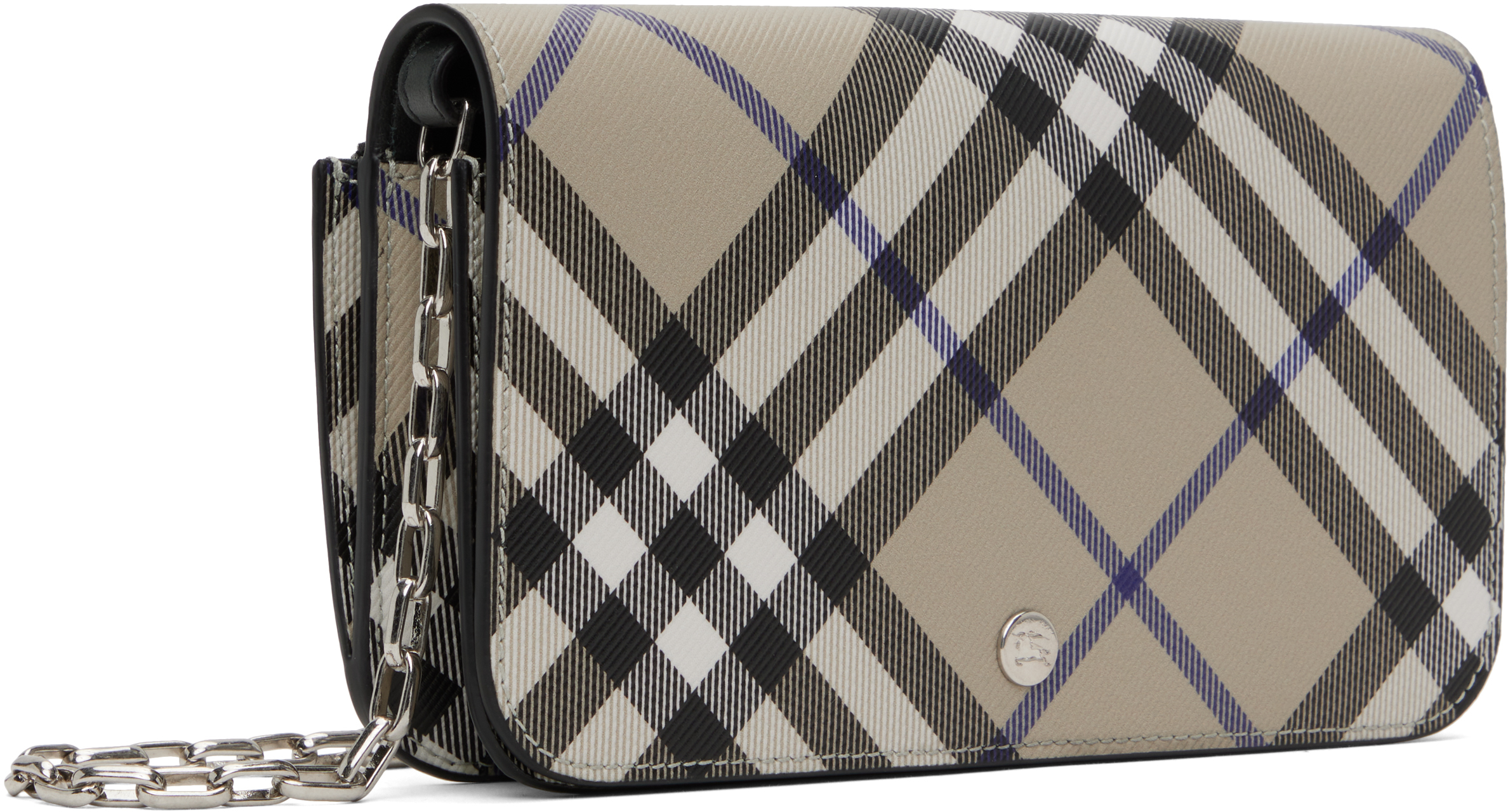 Burberry Beige Check Chain Strap Wallet Bag In Lichen