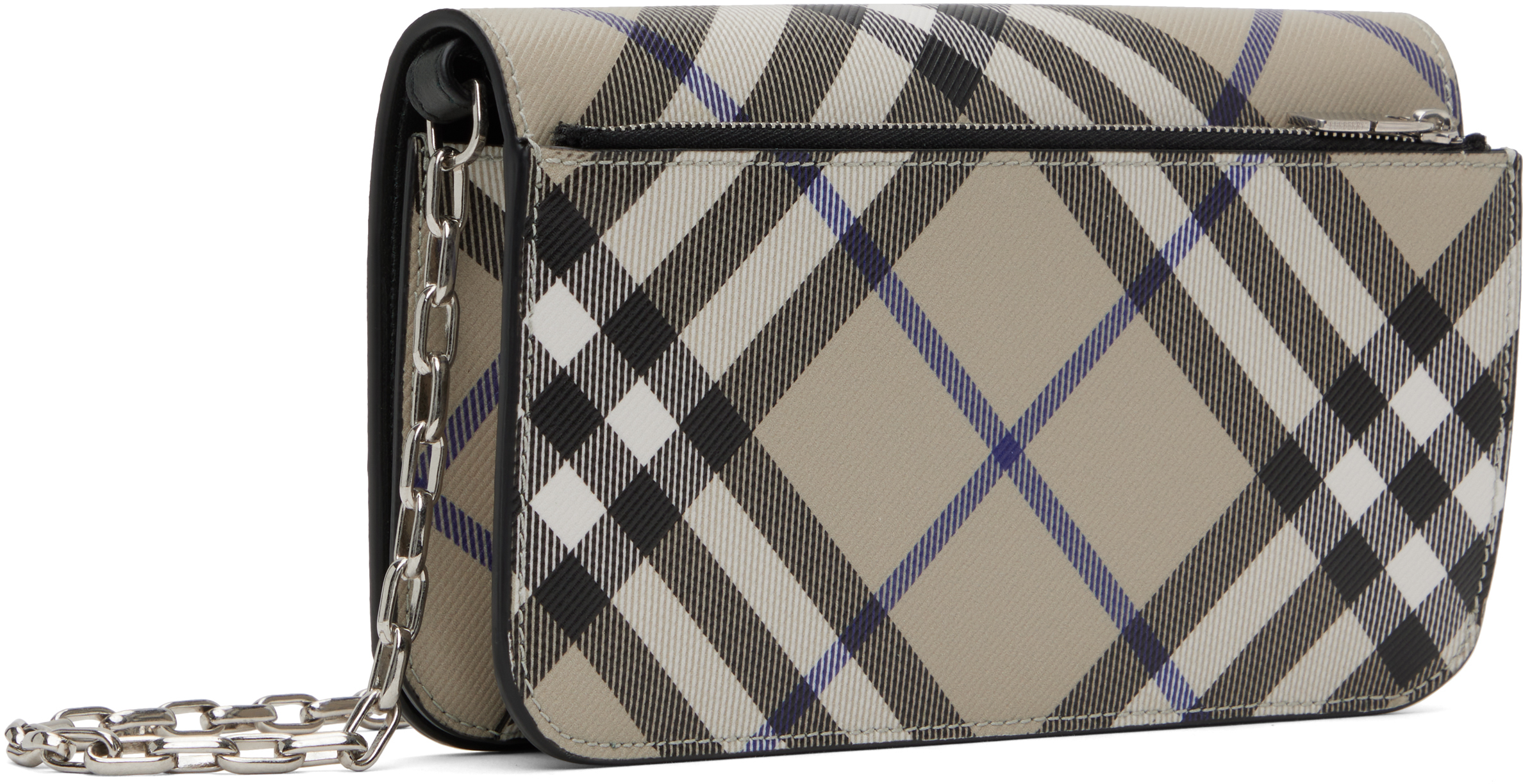Burberry Beige Check Chain Strap Wallet Bag In Lichen