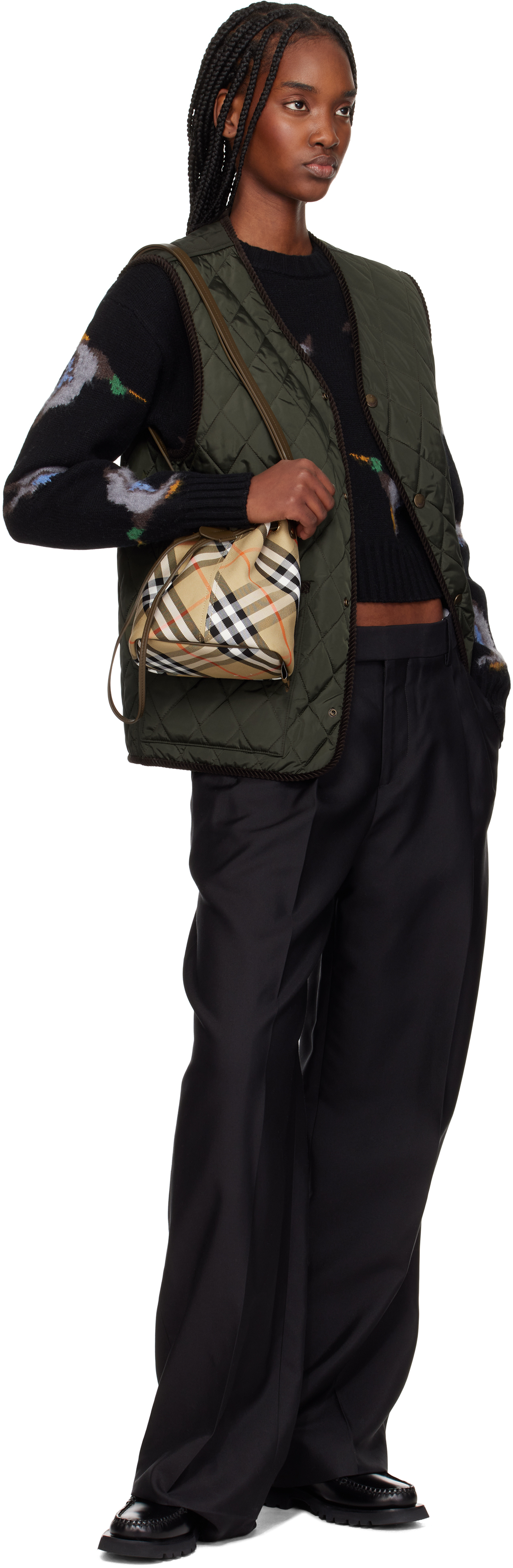 Burberry Small Bucket With Shoulder Strap Check In Sand