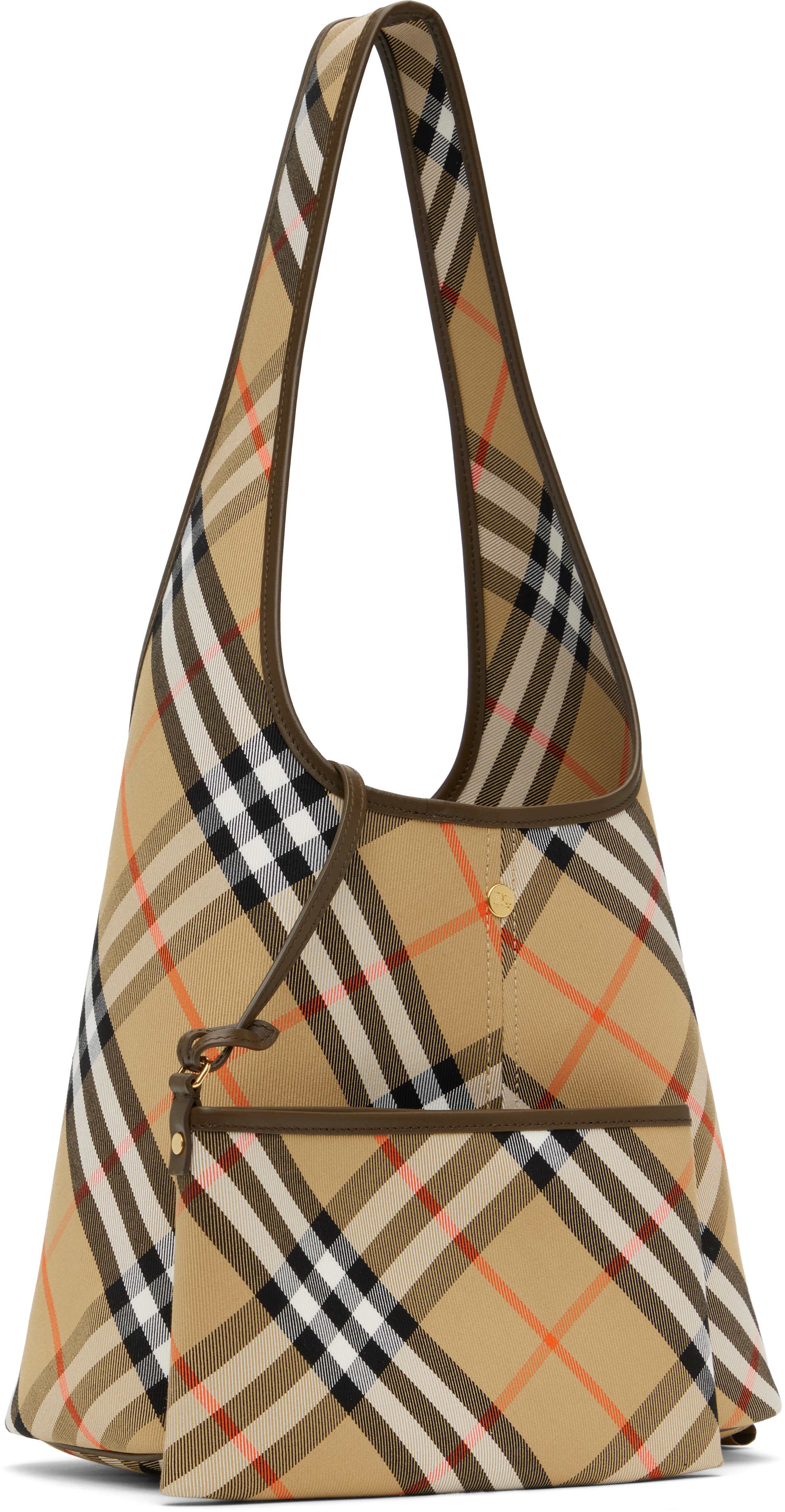 BURBERRY BEIGE SMALL CHECK SHOULDER BAG