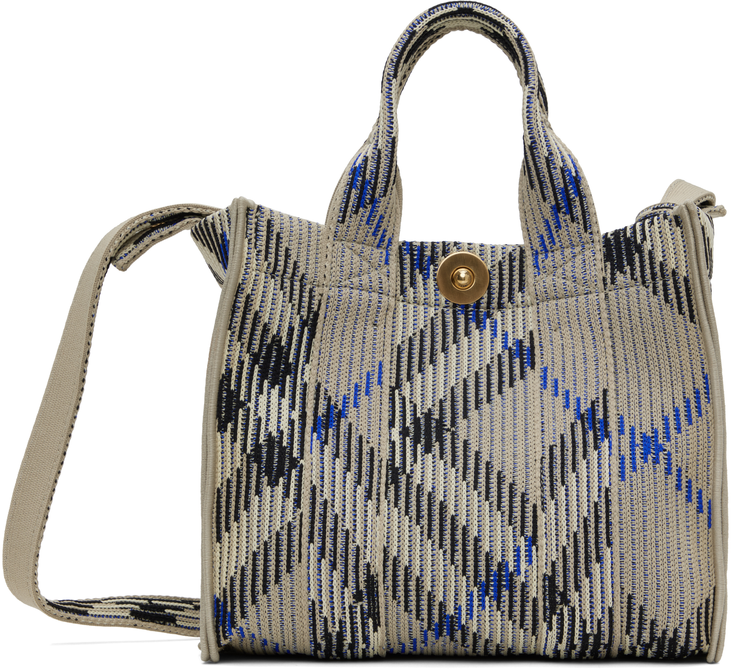 Burberry Embroidered Fabric Check Mini Handbag In Lichen