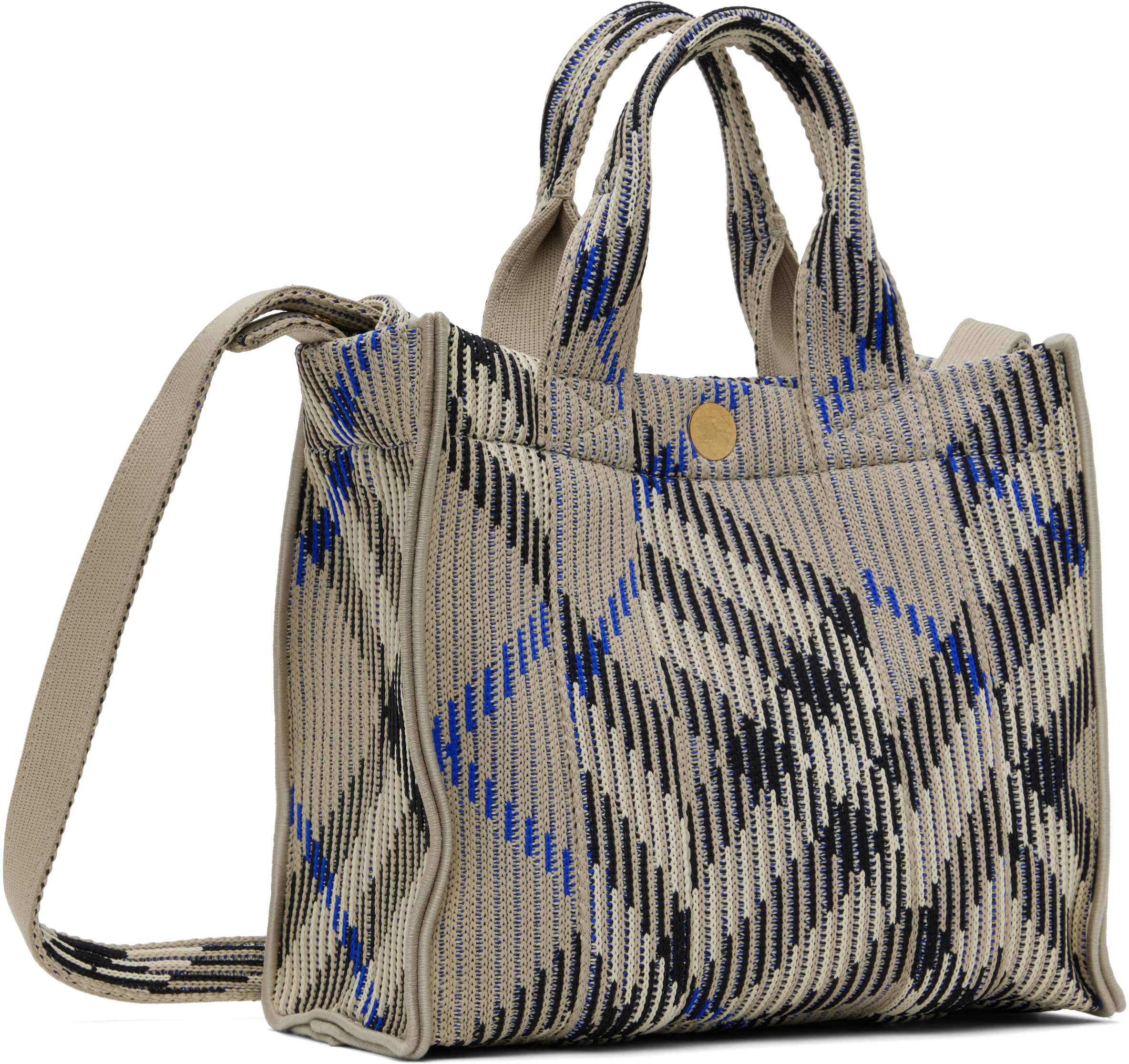 Burberry Embroidered Fabric Check Mini Handbag In Lichen