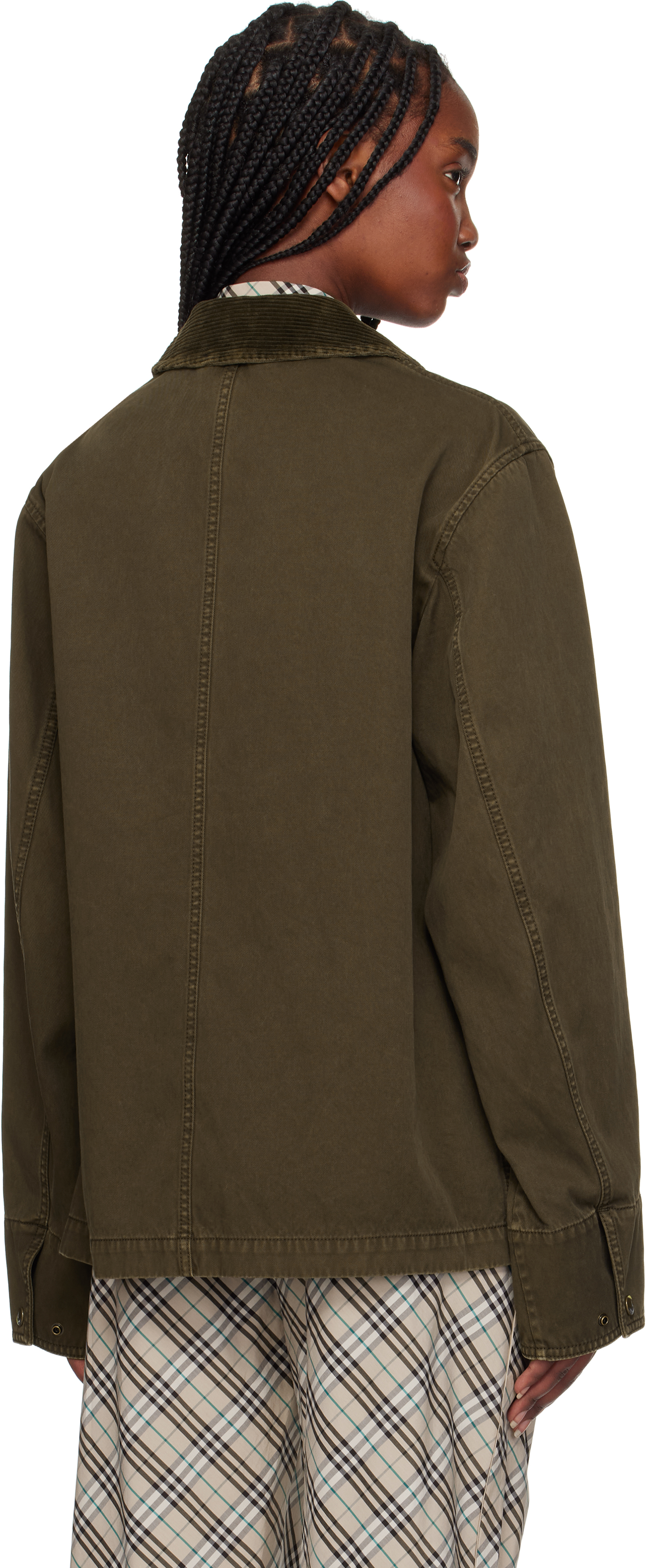 Burberry Khaki Cotton Field Jacket In Juniper