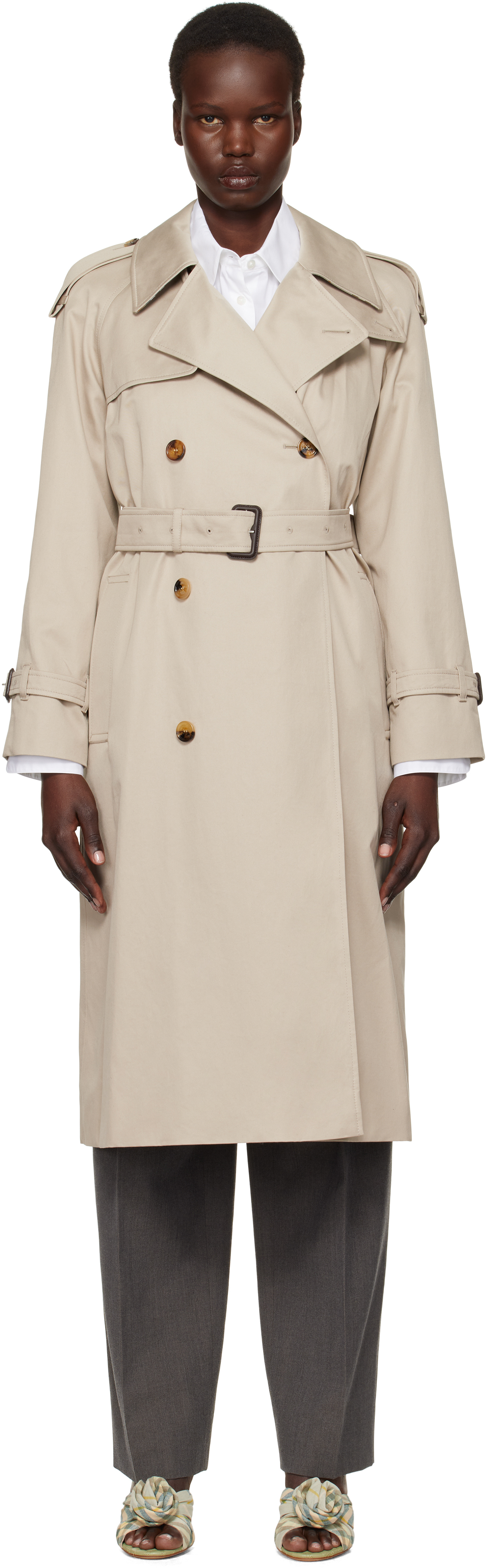 Beige Long Castleford Trench Coat