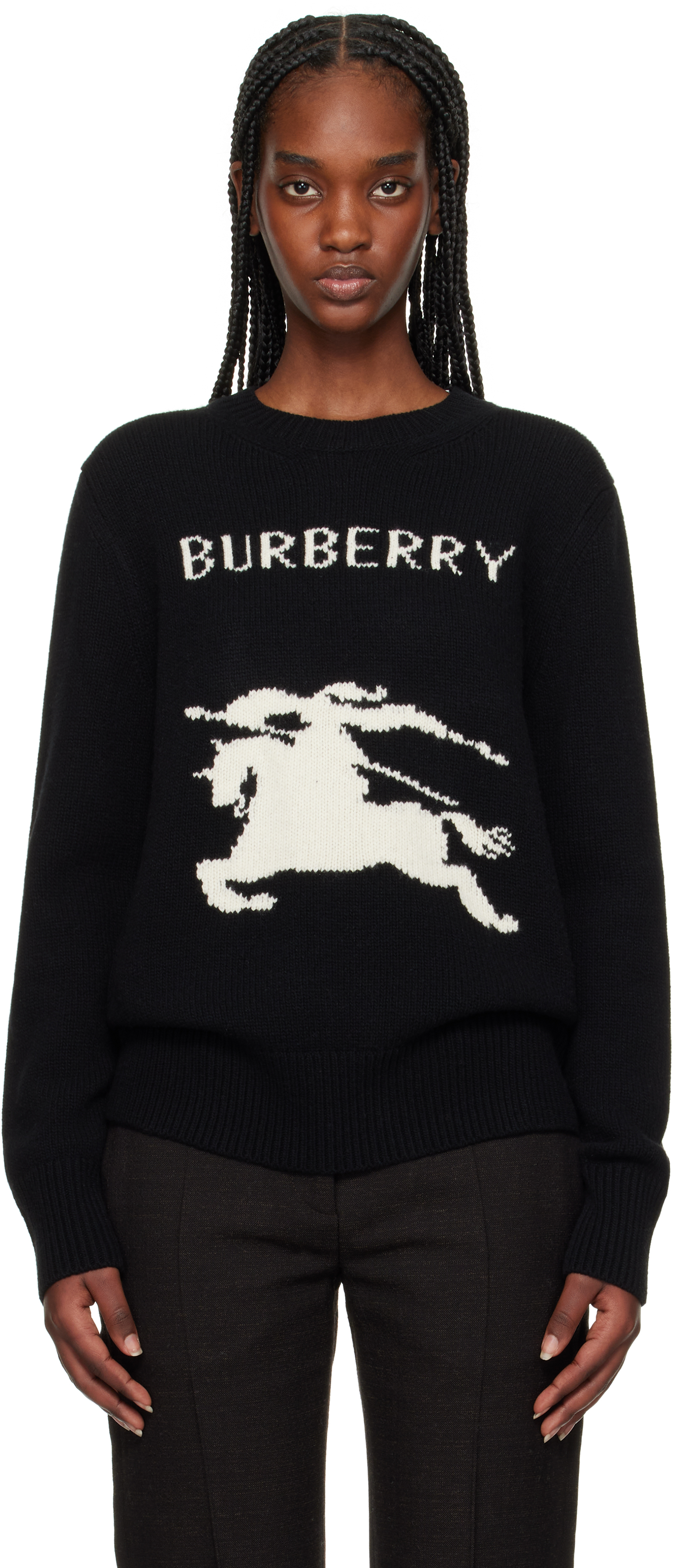 Black EKD Wool Cashmere Sweater by Burberry on Sale