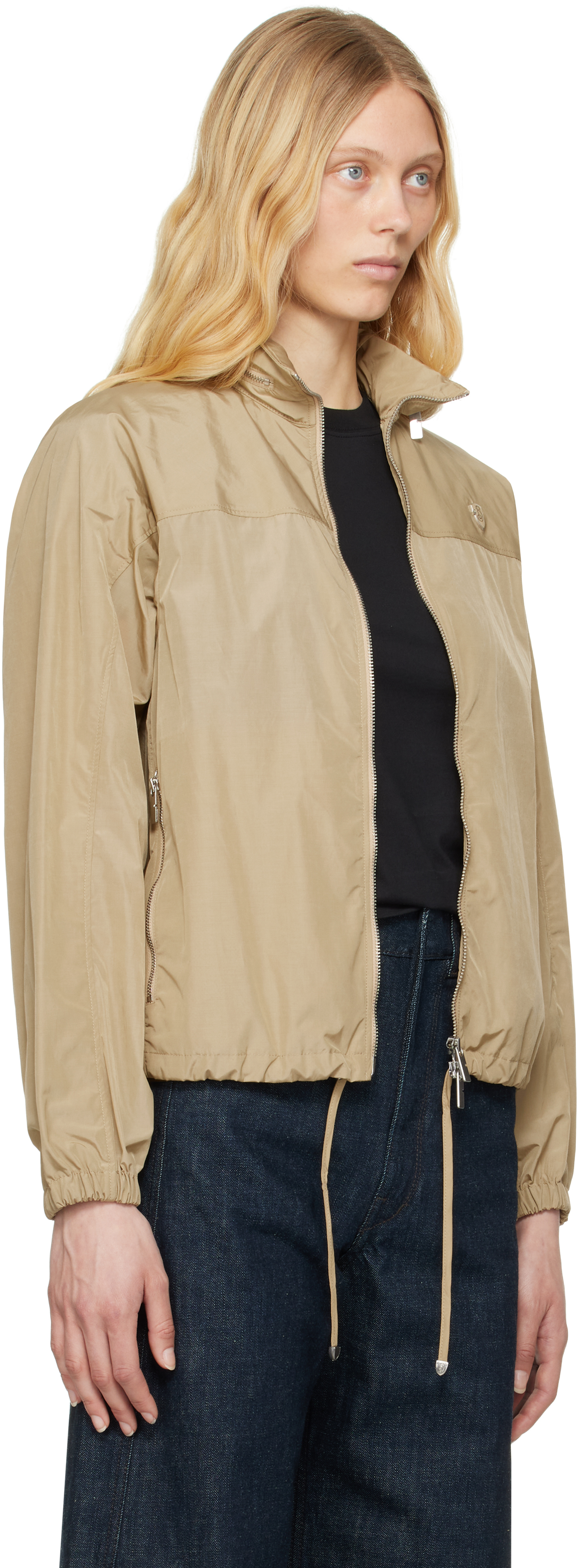 Burberry Beige Nylon Cotton Jacket In Cracker