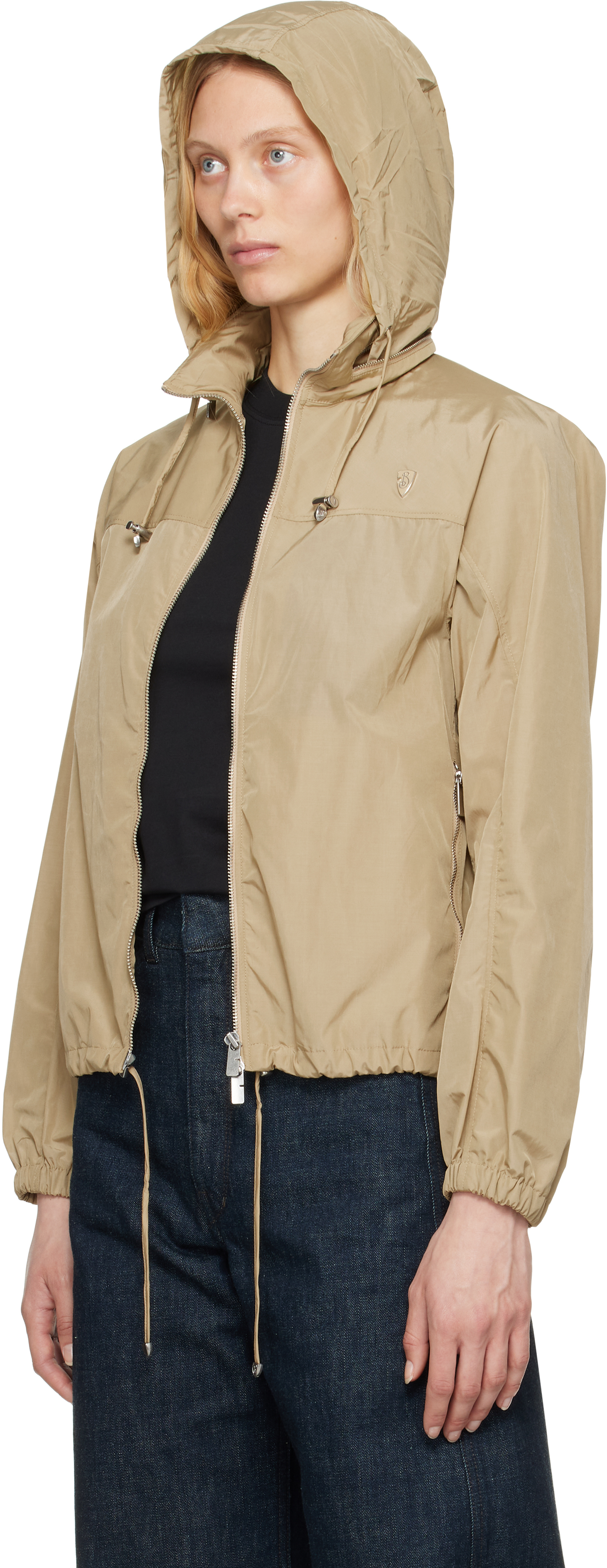 Burberry Beige Nylon Cotton Jacket In Cracker
