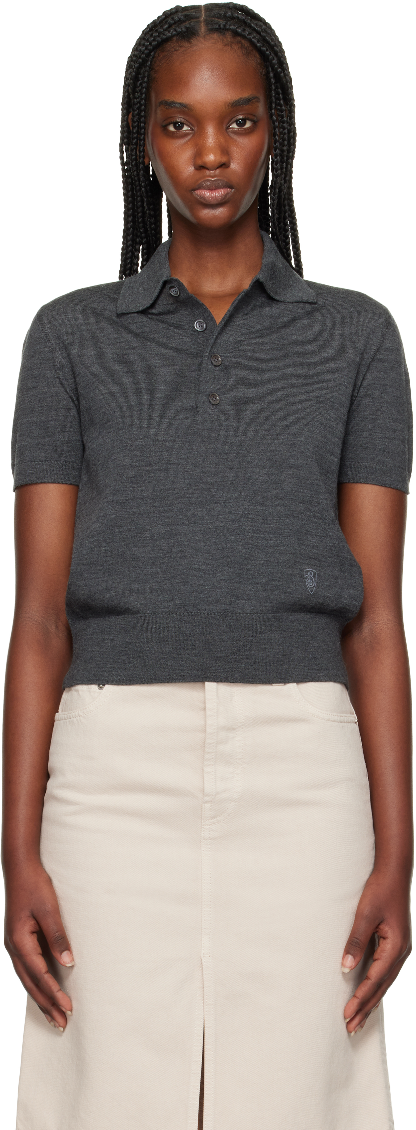Gray Wool Polo