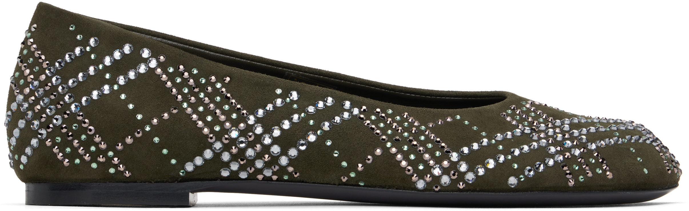 Burberry Crystal Check Suede Baby Ballerinas In Loch