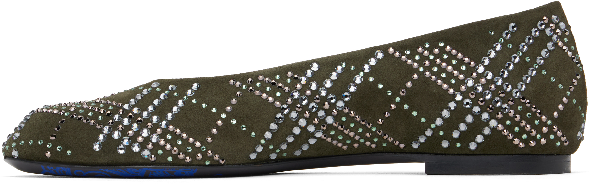 Burberry Crystal Check Suede Baby Ballerinas In Loch